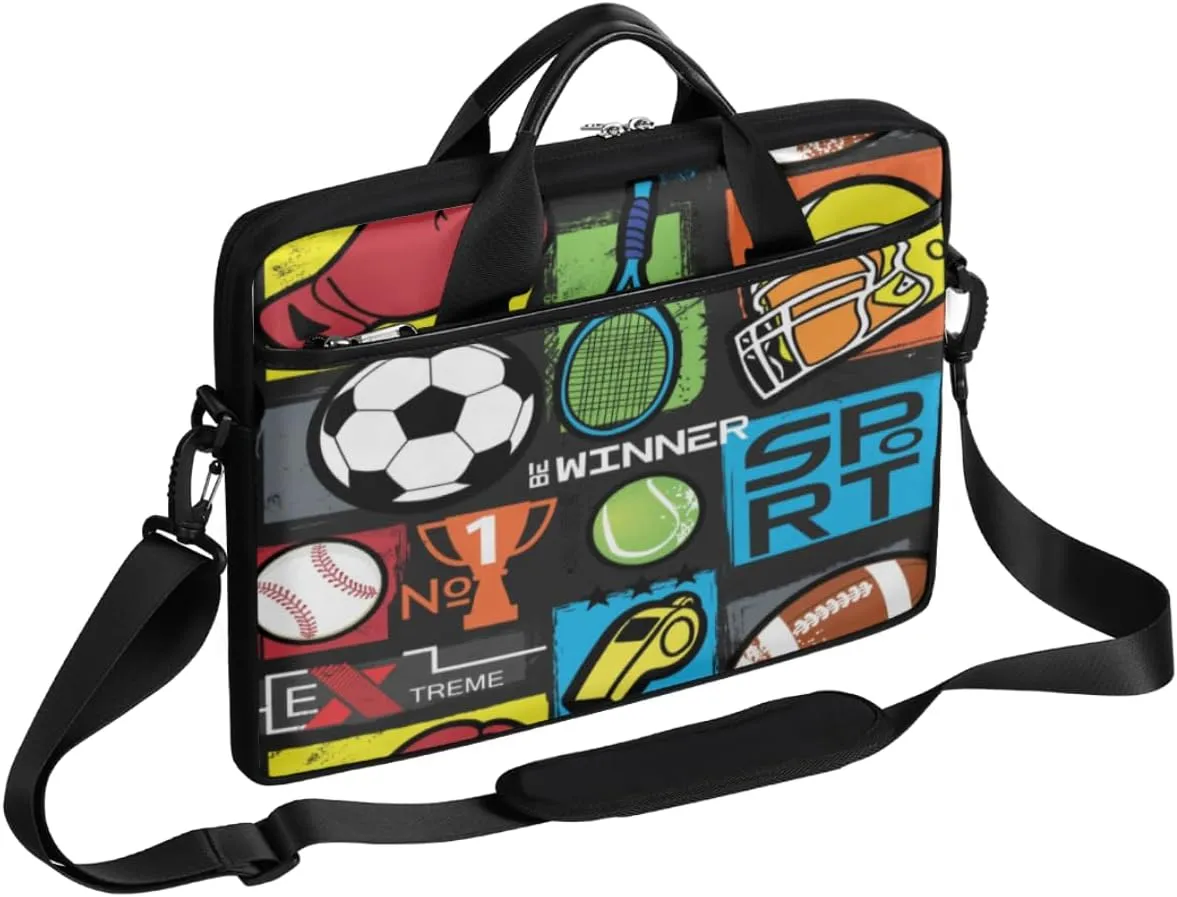 Basketball Laptop Bag for Women Men 13-15 Inch Computer Briefcase Bag Lightweight Notebook Shoulder Messenger Bag
