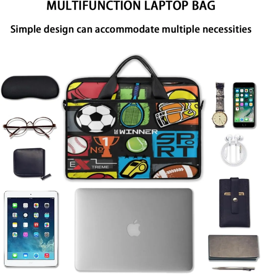 Basketball Laptop Bag for Women Men 13-15 Inch Computer Briefcase Bag Lightweight Notebook Shoulder Messenger Bag
