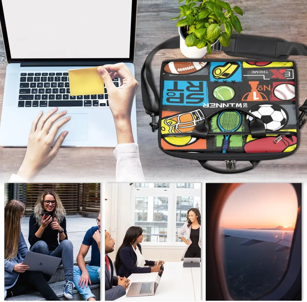 Basketball Laptop Bag for Women Men 13-15 Inch Computer Briefcase Bag Lightweight Notebook Shoulder Messenger Bag