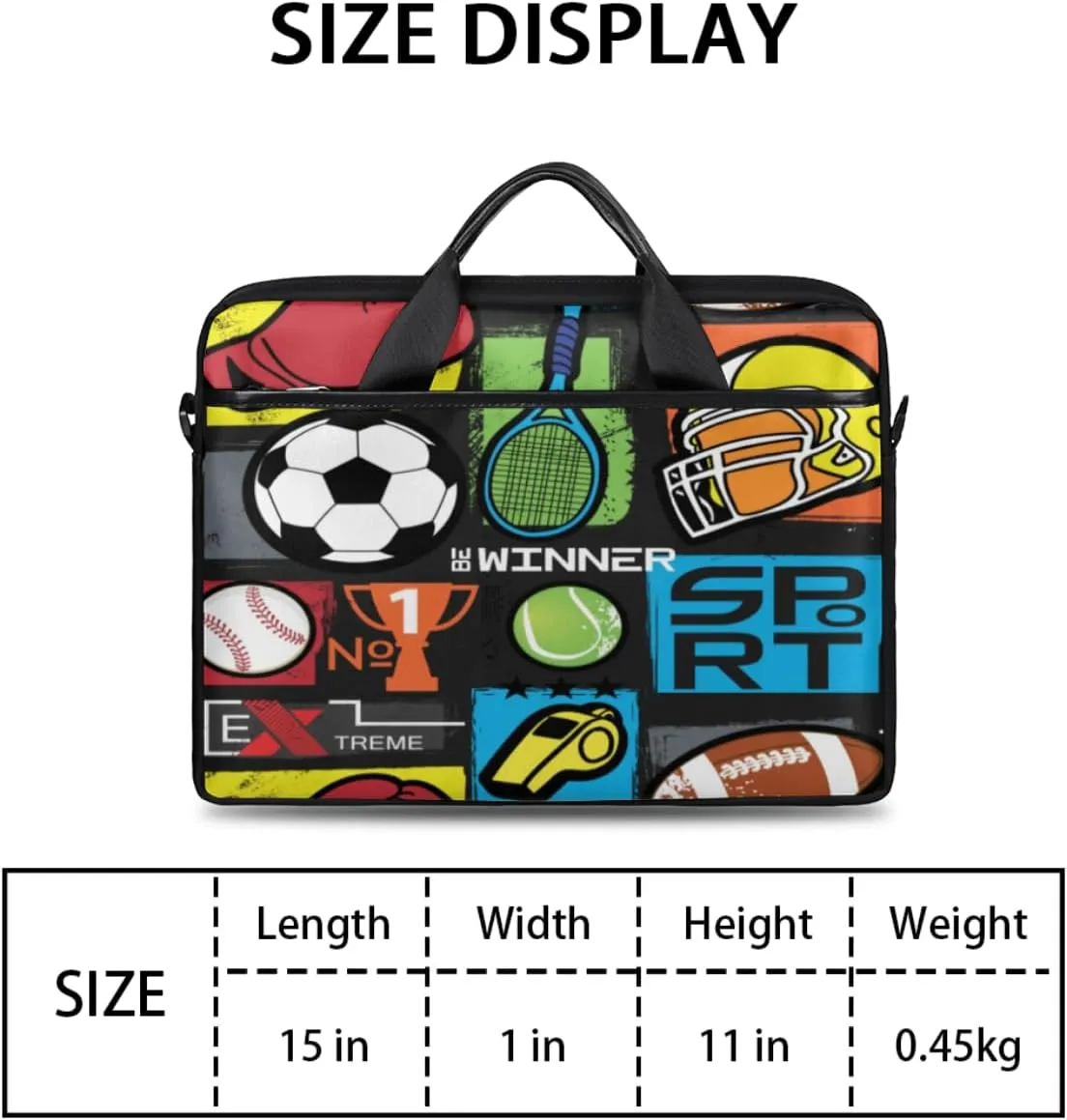 Basketball Laptop Bag for Women Men 13-15 Inch Computer Briefcase Bag Lightweight Notebook Shoulder Messenger Bag