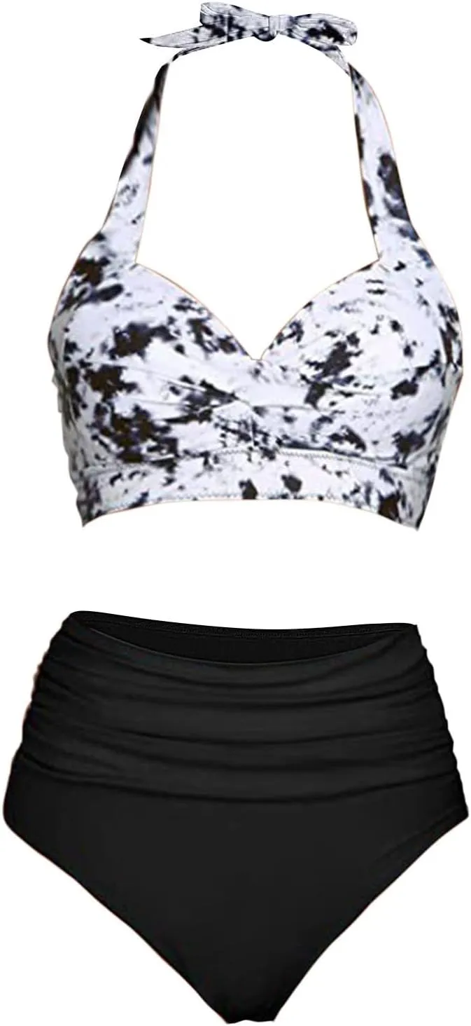 Bathing Suits Swimsuit with Breast Separate Bow Bikini Without Brackets Ruched Tummy Control Bathing Suits Swimsuit