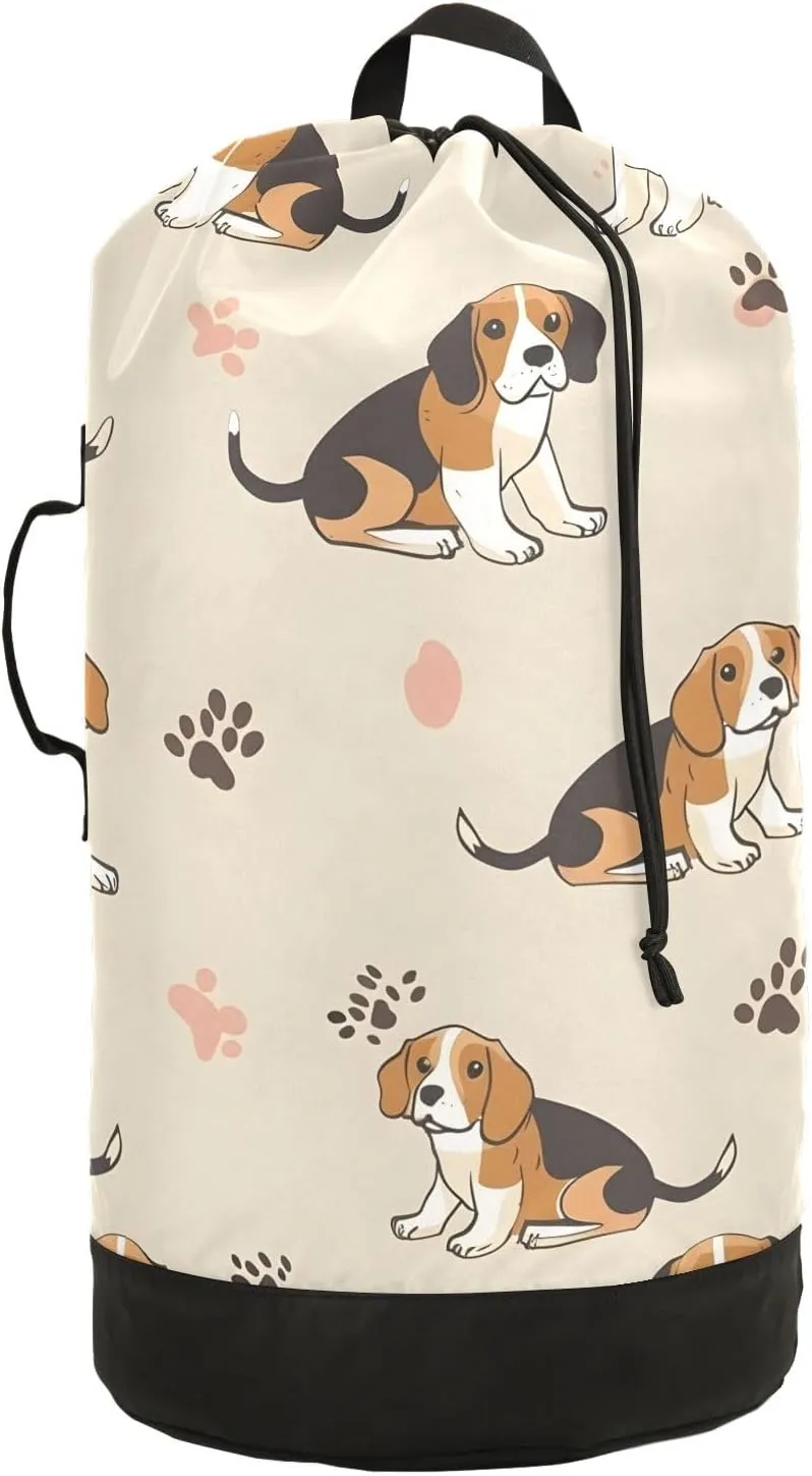 Beagle Dog Laundry Backpack Bag with Drawstring Closure Waterproof Laundry Bag Laundry Hamper Clothes Storage for Travel Laundromat Apartment