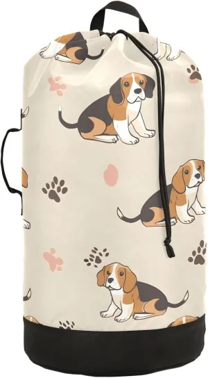 Beagle Dog Laundry Backpack Bag with Drawstring Closure Waterproof Laundry Bag Laundry Hamper Clothes Storage for Travel Laundromat Apartment