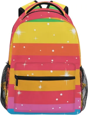 Beautiful Colorful Stripe customized kids backpack with big books bag for 6th grade school boys girls