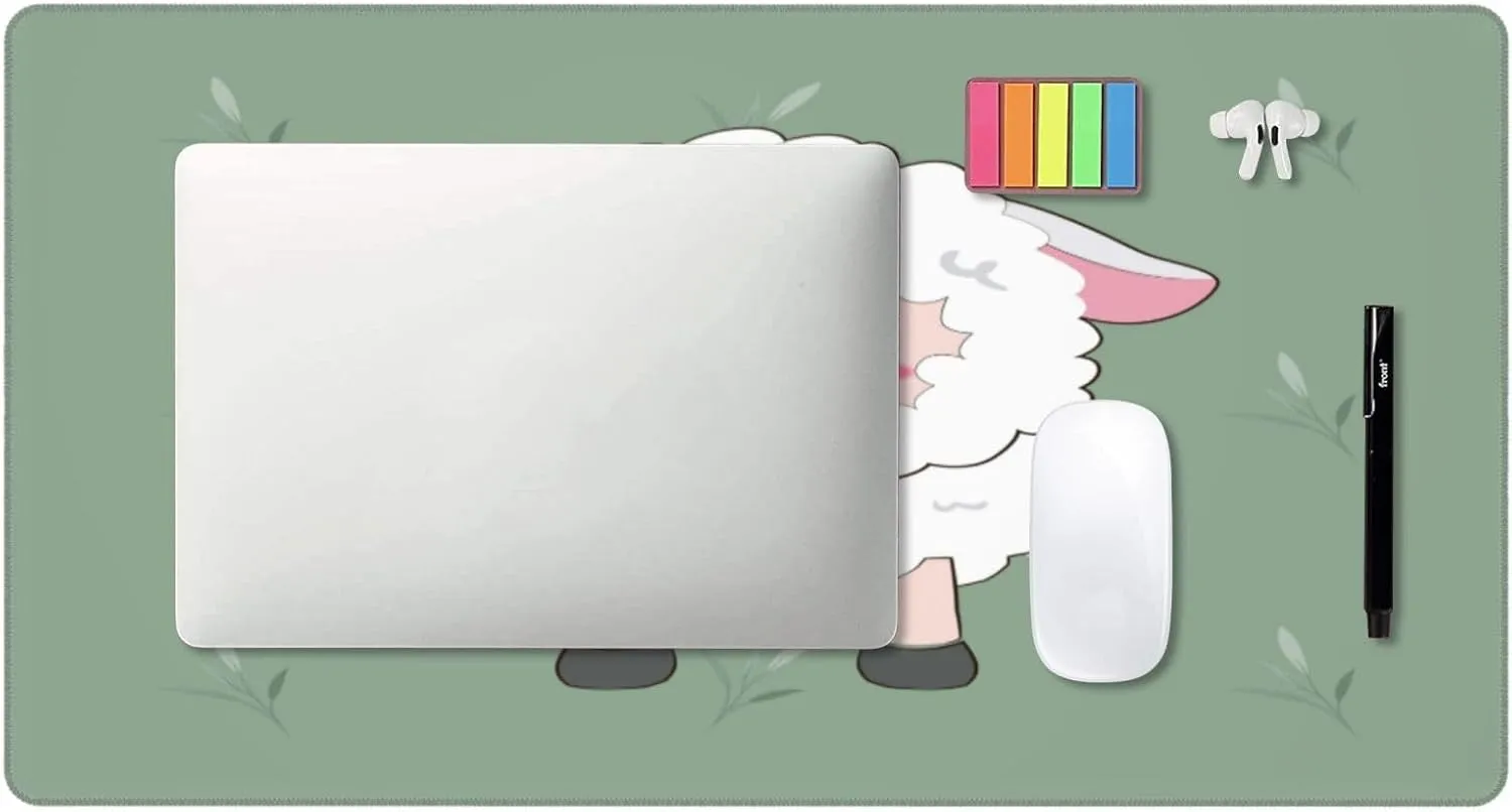 Beautiful Lamb Non-Slip Desk Pad,Mouse Pad,Waterproof PVC Desk Table Protector, Easy Clean Laptop Desk Writing Mat for Office Work/Home/Decor