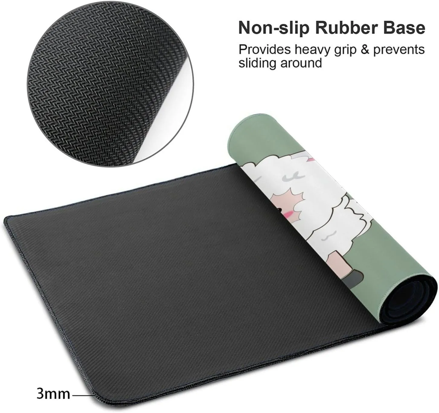 Beautiful Lamb Non-Slip Desk Pad,Mouse Pad,Waterproof PVC Desk Table Protector, Easy Clean Laptop Desk Writing Mat for Office Work/Home/Decor