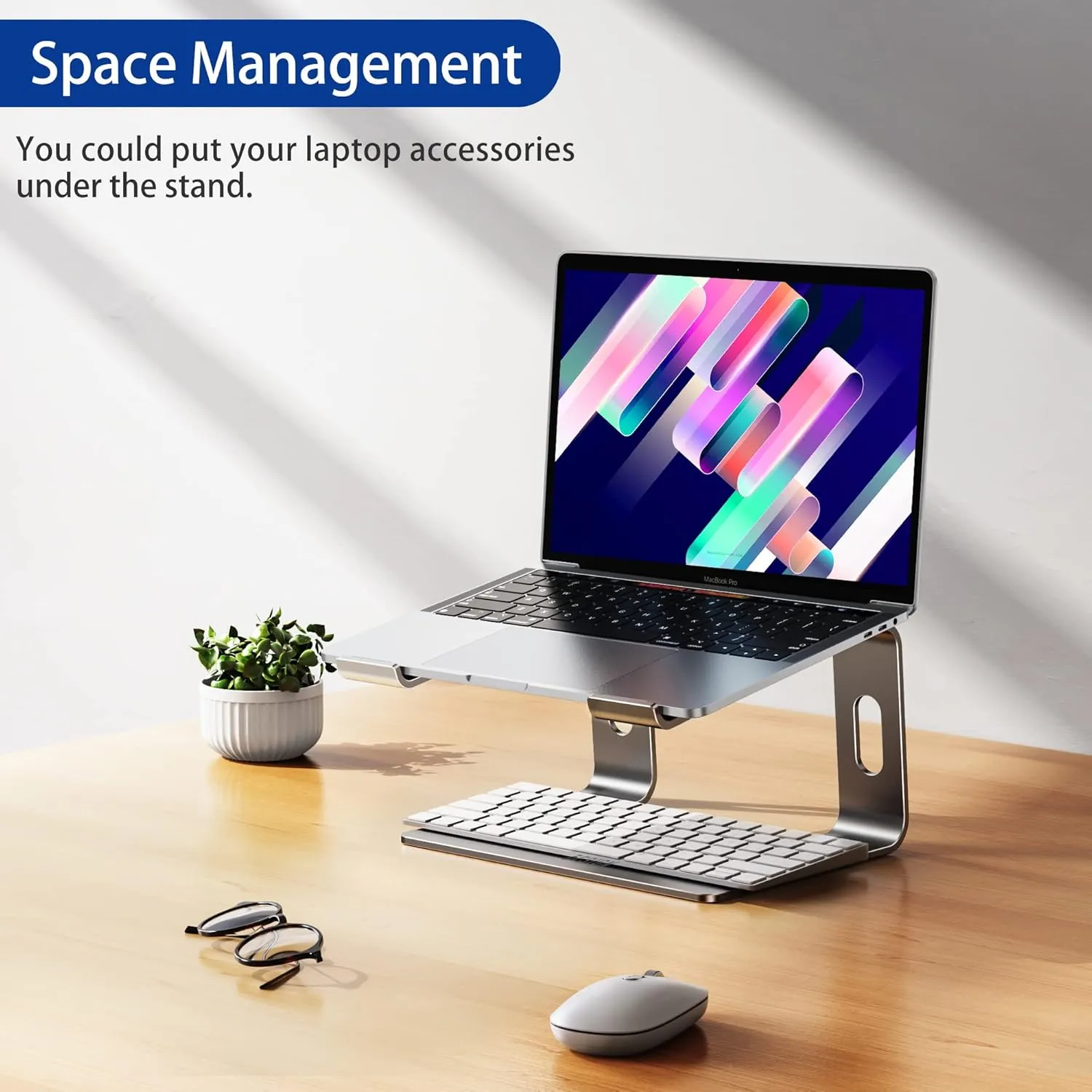 BESIGN LS03 Aluminum Laptop Stand, Ergonomic Detachable Computer Stand, Notebook Holder Compatible with Air, Pro, Dell, HP, Lenovo More 10-15.6" Laptops, Gray
