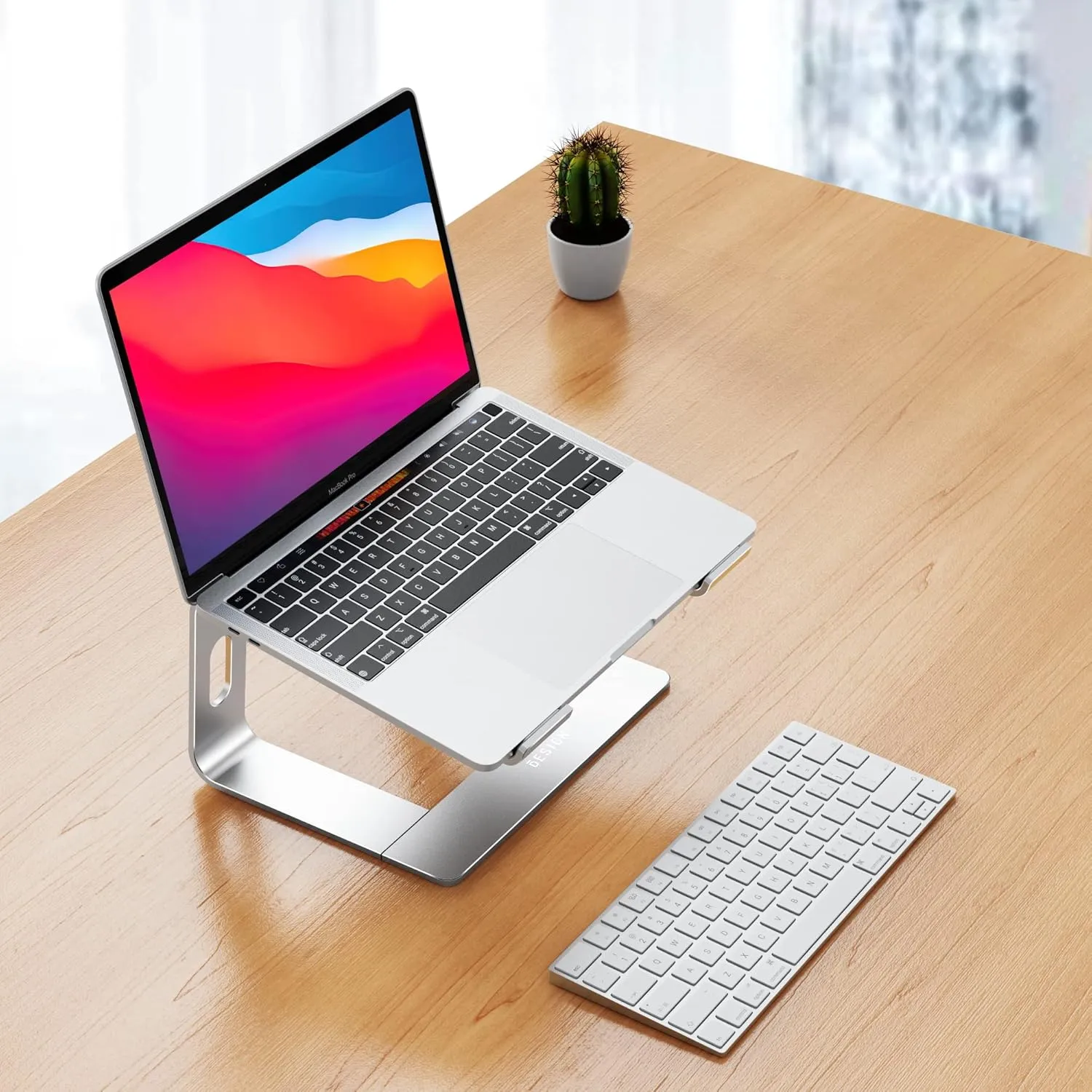 BESIGN LS03 Aluminum Laptop Stand, Ergonomic Detachable Computer Stand, Riser Holder Notebook Stand Compatible with Air, Pro, Dell, HP, Lenovo More 10-15.6" Laptops, Silver