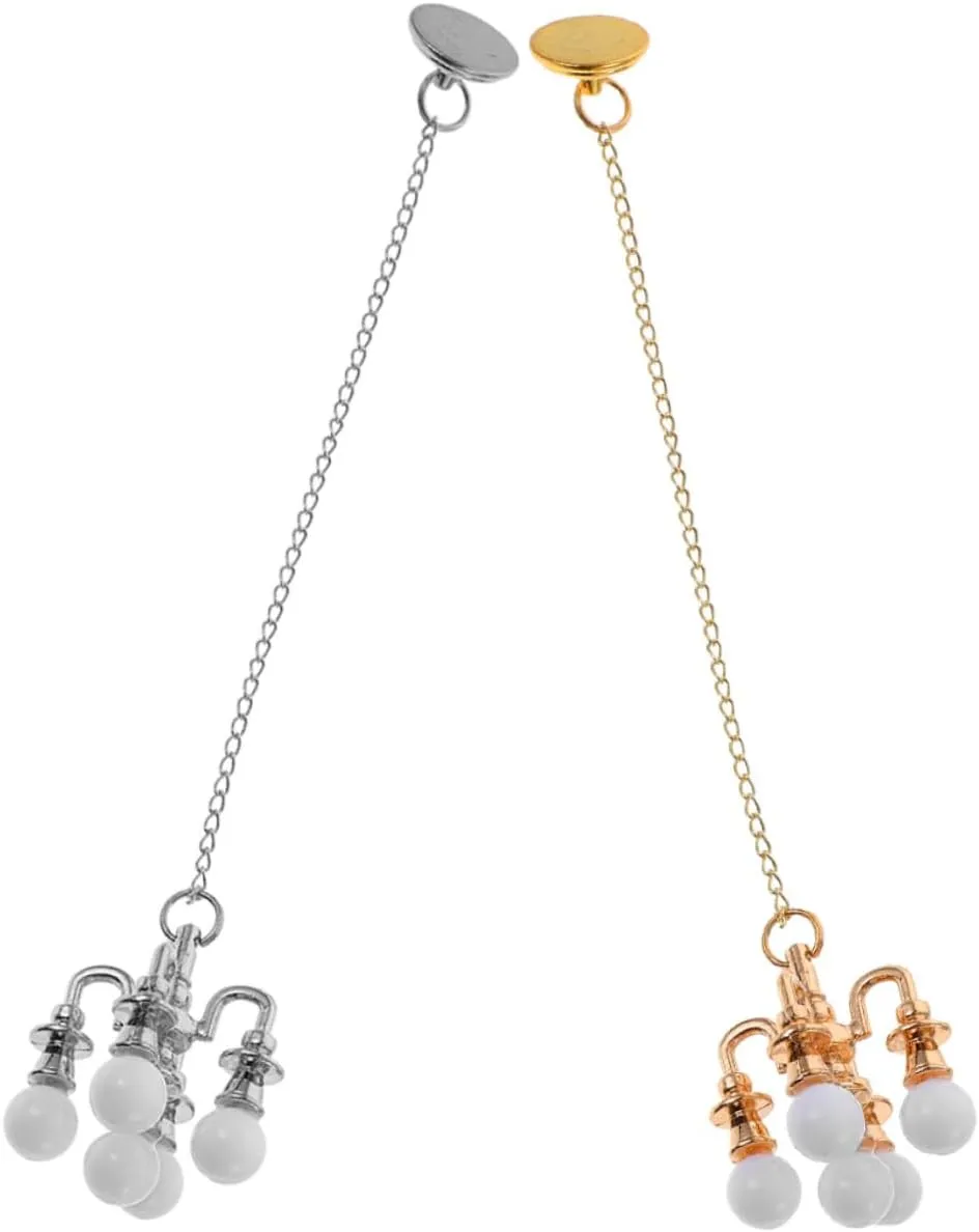 BESPORTBLE 2sets Mini Chandelier Model Imitation Hanging Lamp Ceiling Lamp Ornament Mini Lamp Doll Furniture Miniature Ceiling Lamp Simulation Lamp Mini Furniture Tiny House Lamp 2pcs*2