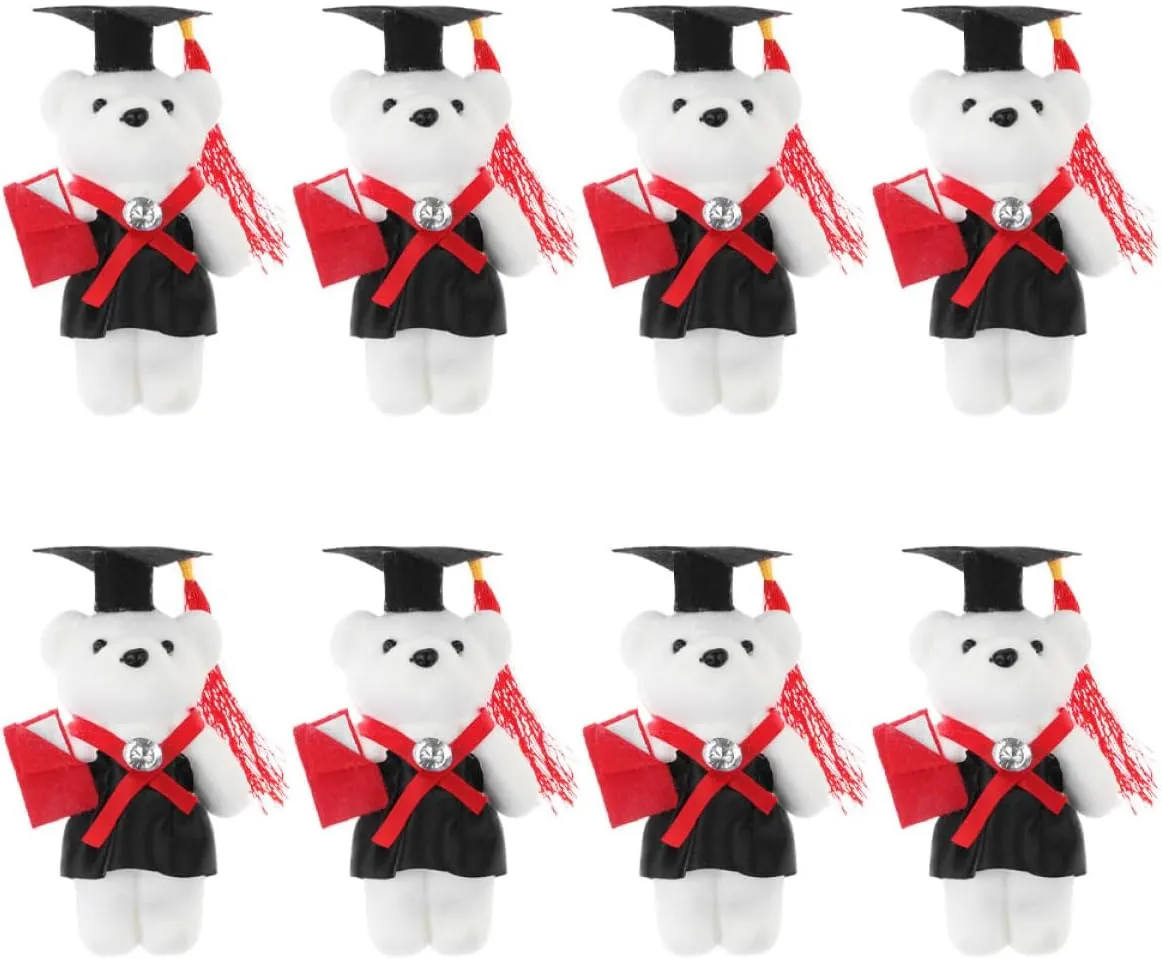 BESPORTBLE 8Pcs Mini Graduation Bear Plush for DIY Flower Bouquets Cute Animals for Graduation Season Decorations for Creative Expression and Personal Touch