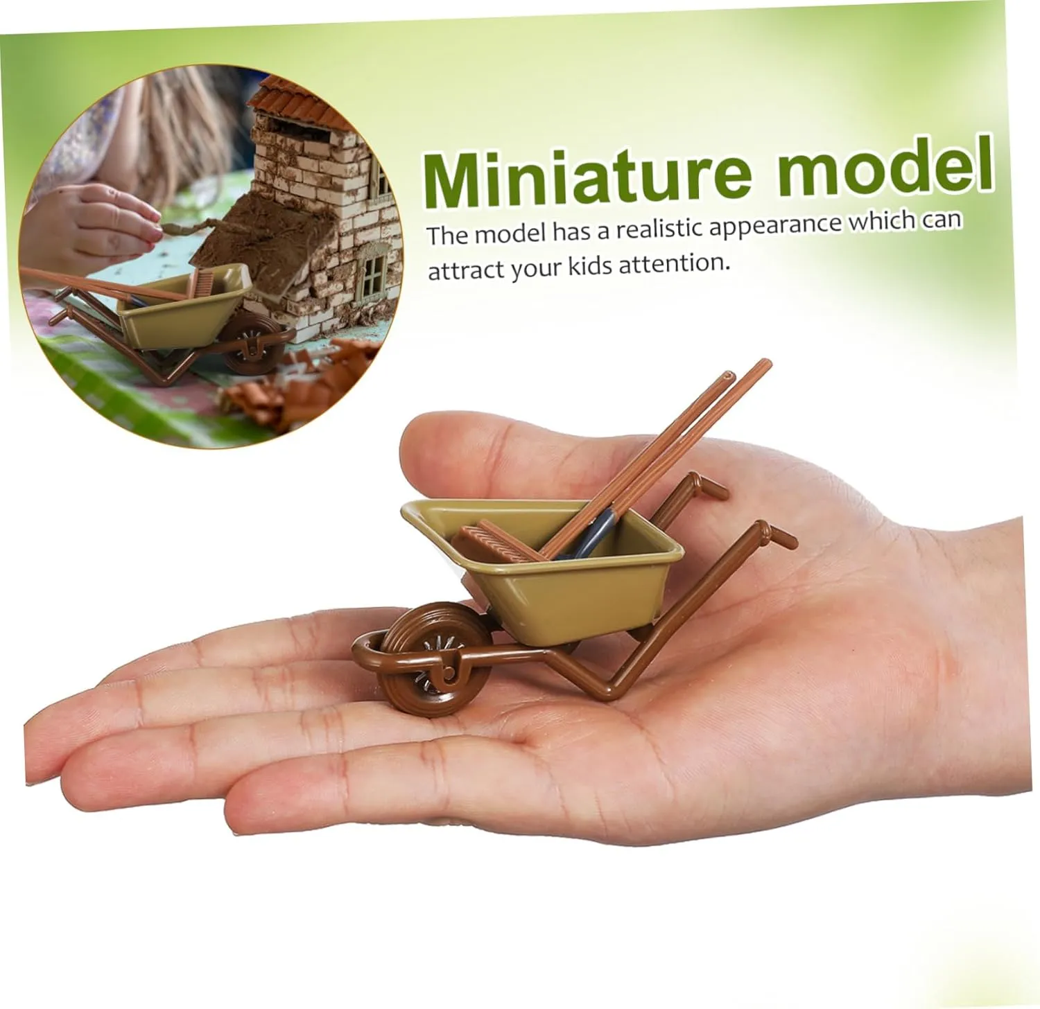 BESTonZON 8sets Miniature Farm Tools of Toy Wheelbarrow Garden Fork Realistic Miniature Model for Boys and Girls Dollhouse Home Decor for Landscaping