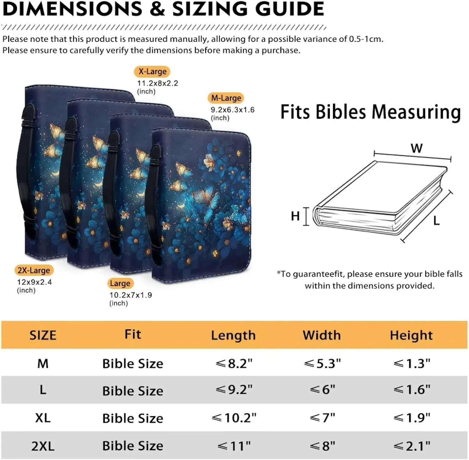 Bible Cover for Men Women Dustproof PU Leather Study Bible Protective Bag Handy Storage Bag with Handle Size M-2XL