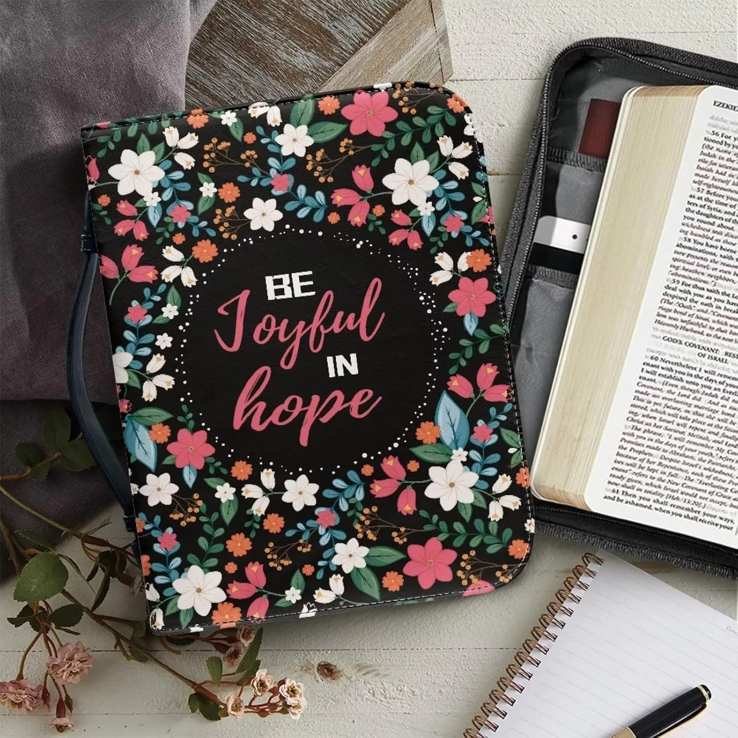 Bible Cover for Men Women Dustproof PU Leather Study Bible Protective Bag Handy Storage Bag with Handle Size M-2XL