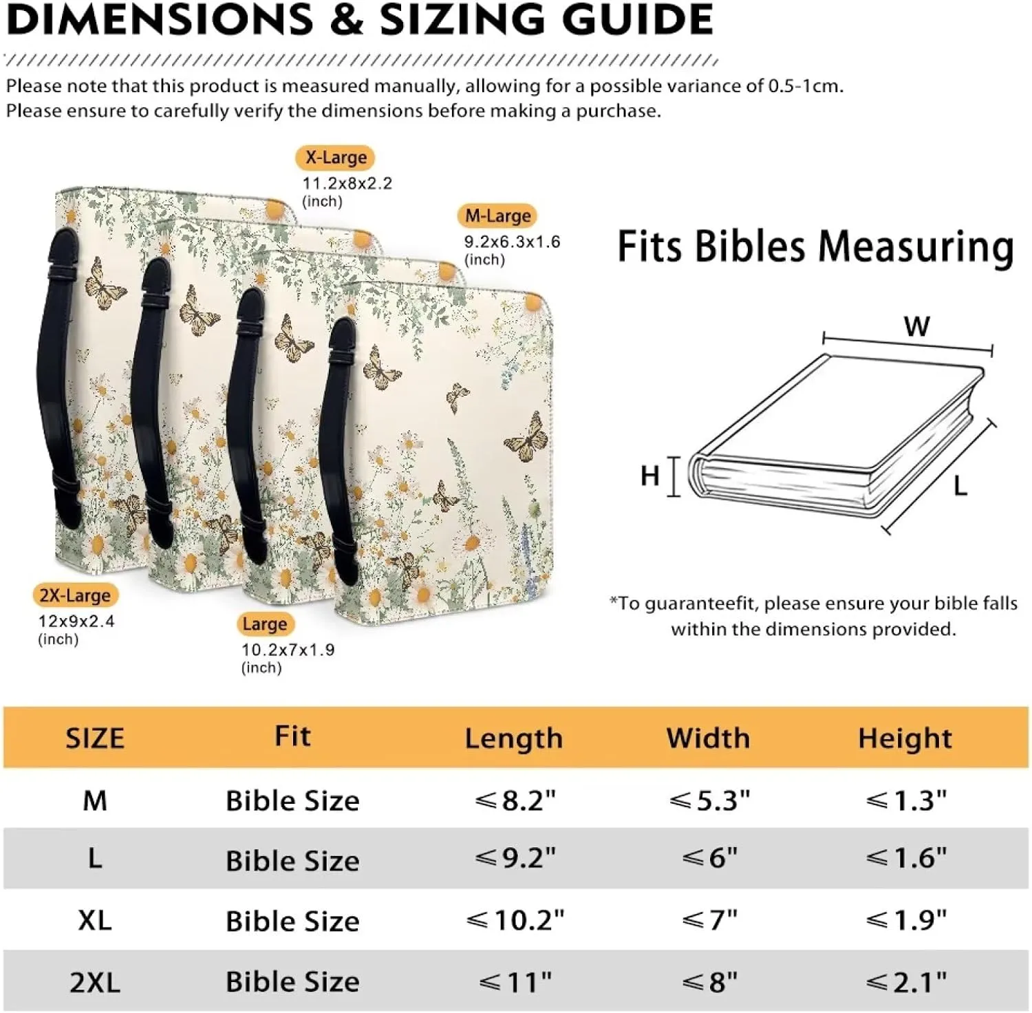 Bible Cover for Men Women Dustproof PU Leather Study Bible Protective Bag Handy Storage Bag with Handle Size M-2XL