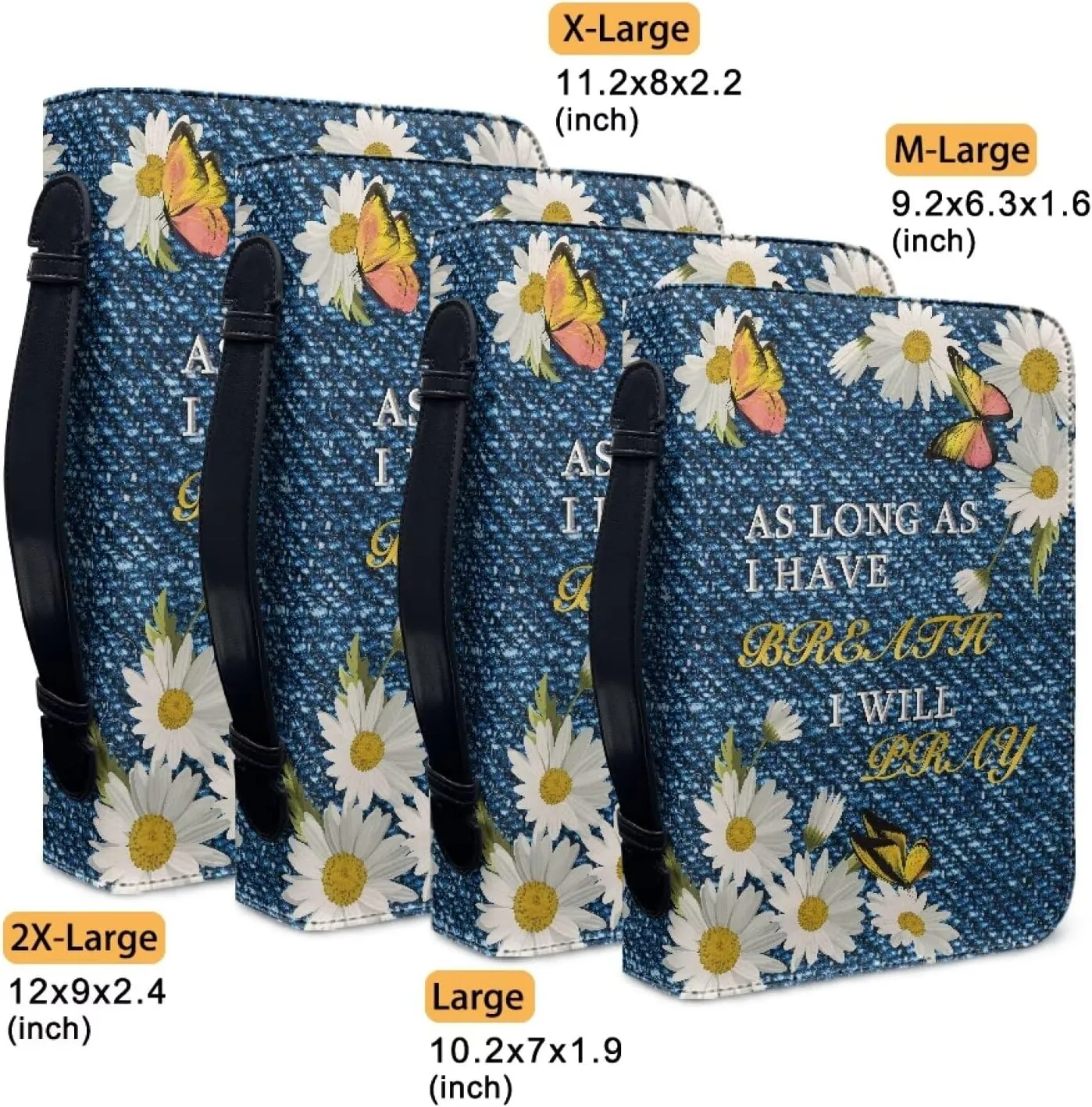 Bible Cover for Men Women Dustproof PU Leather Study Bible Protective Bag Handy Storage Bag with Handle Size M-2XL