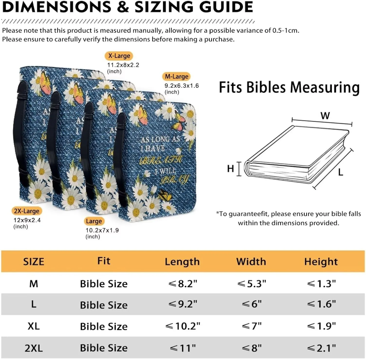 Bible Cover for Men Women Dustproof PU Leather Study Bible Protective Bag Handy Storage Bag with Handle Size M-2XL