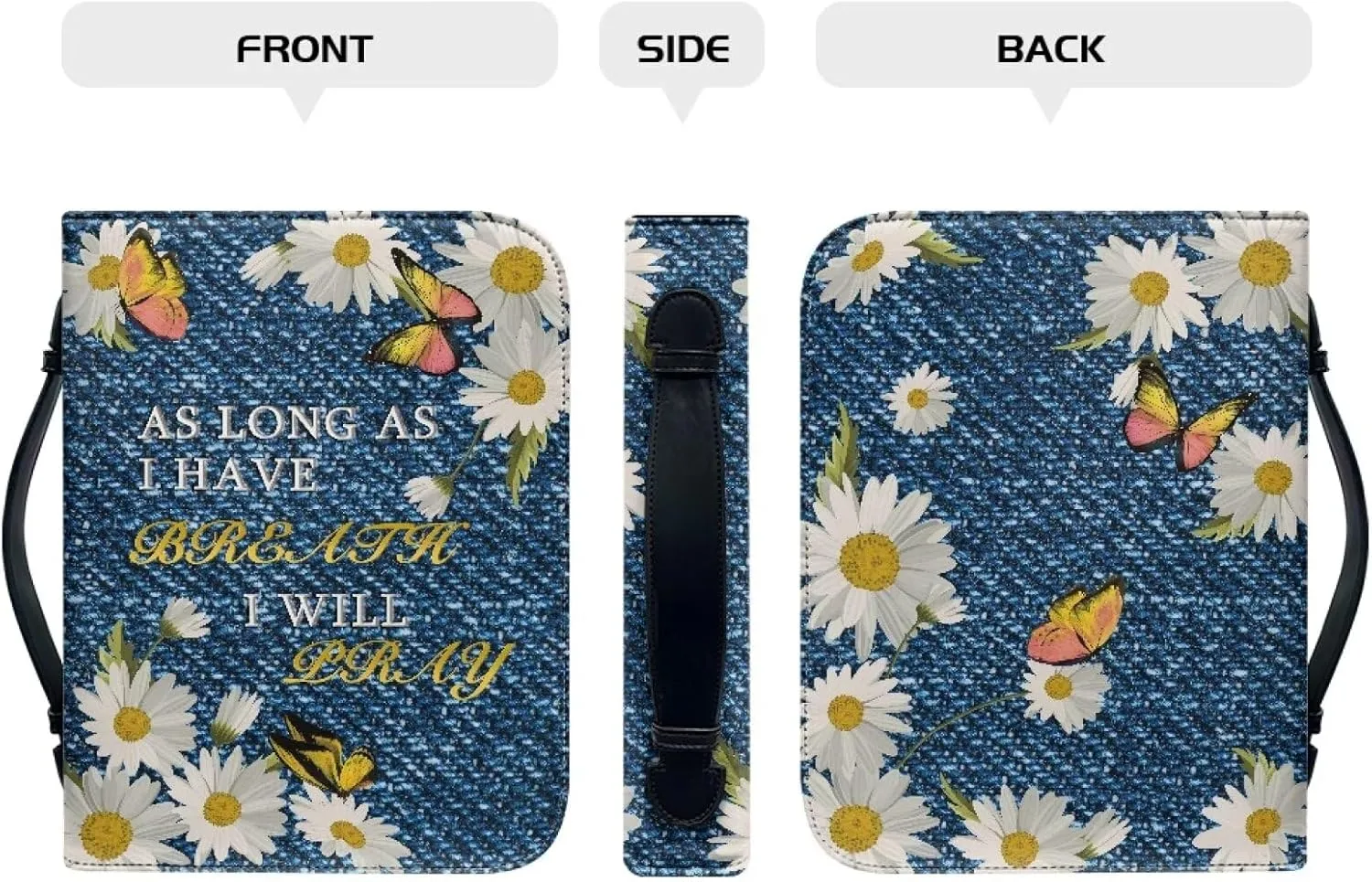Bible Cover for Men Women Dustproof PU Leather Study Bible Protective Bag Handy Storage Bag with Handle Size M-2XL