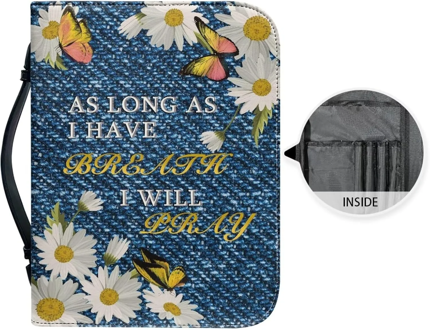 Bible Cover for Men Women Dustproof PU Leather Study Bible Protective Bag Handy Storage Bag with Handle Size M-2XL