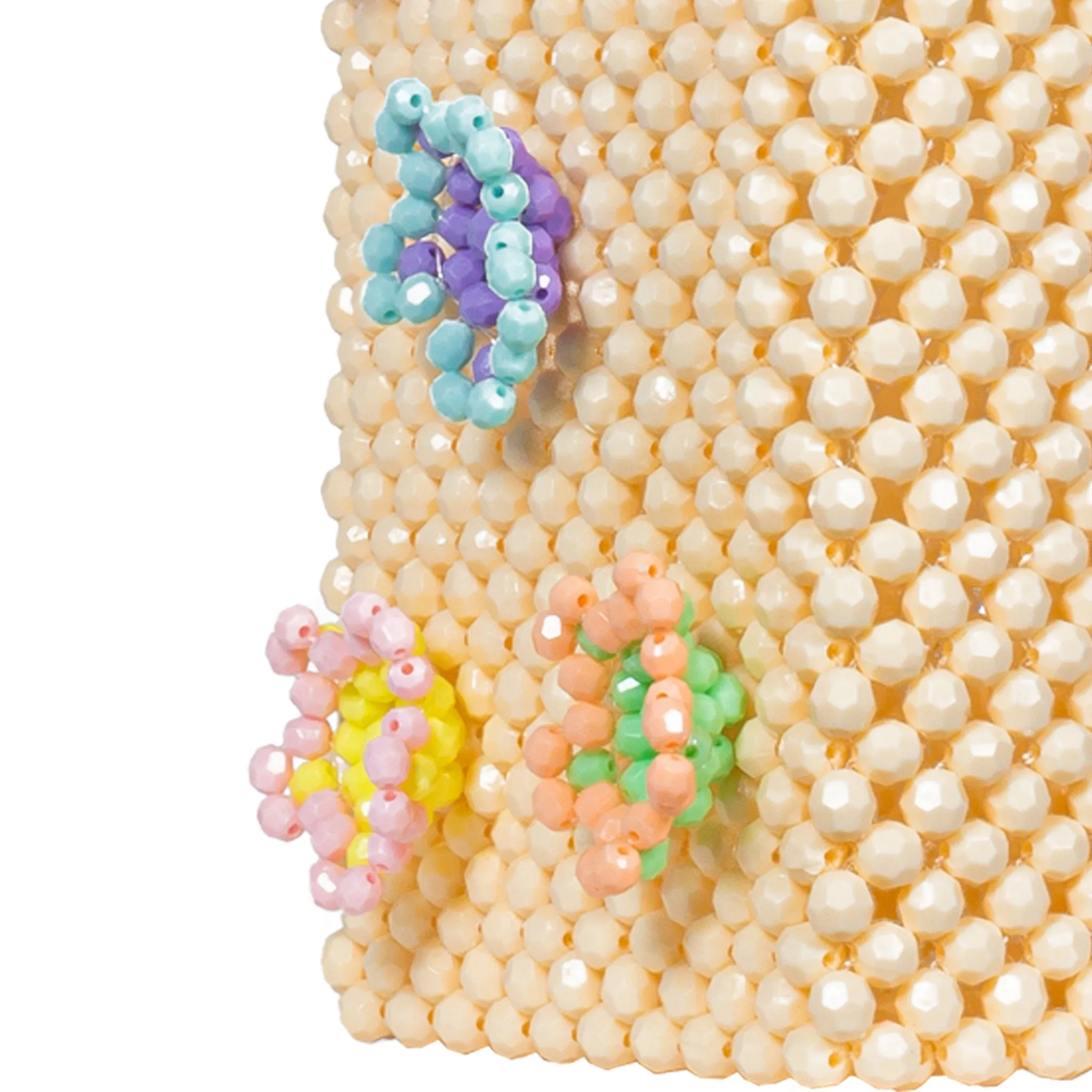 Black and Beige Petal Play – 3D Daisy Beaded Handbag