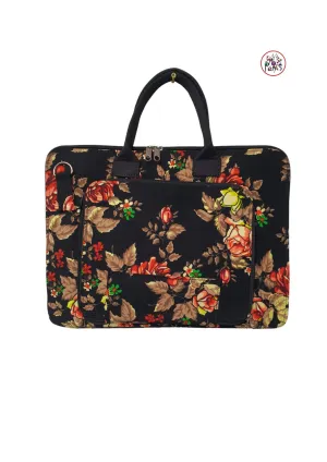 Black Floral Print Ankara Laptop bag