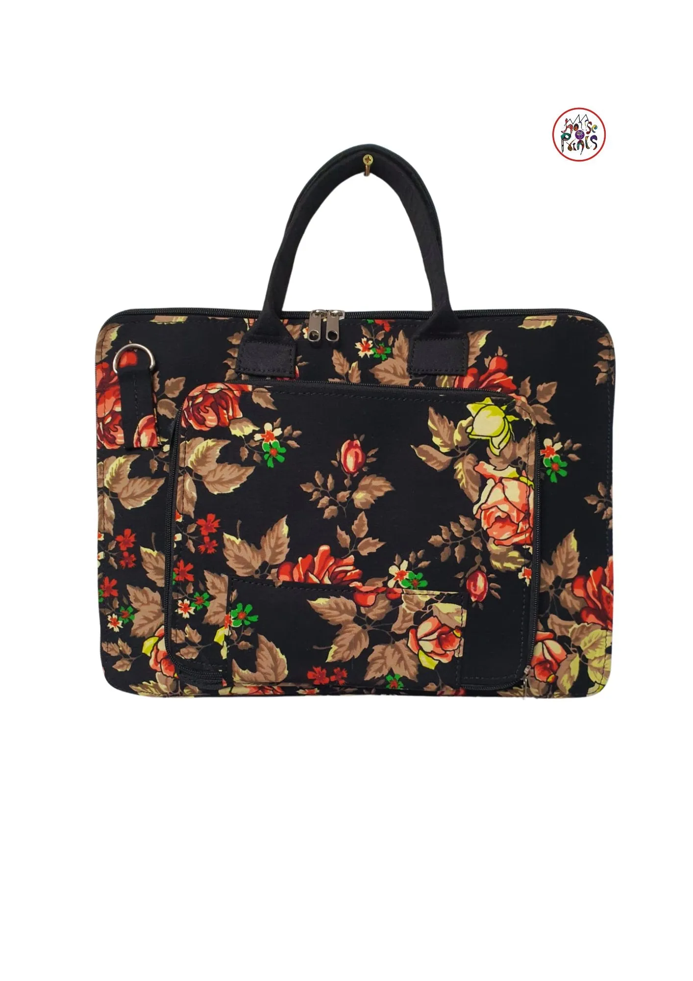 Black Floral Print Ankara Laptop bag