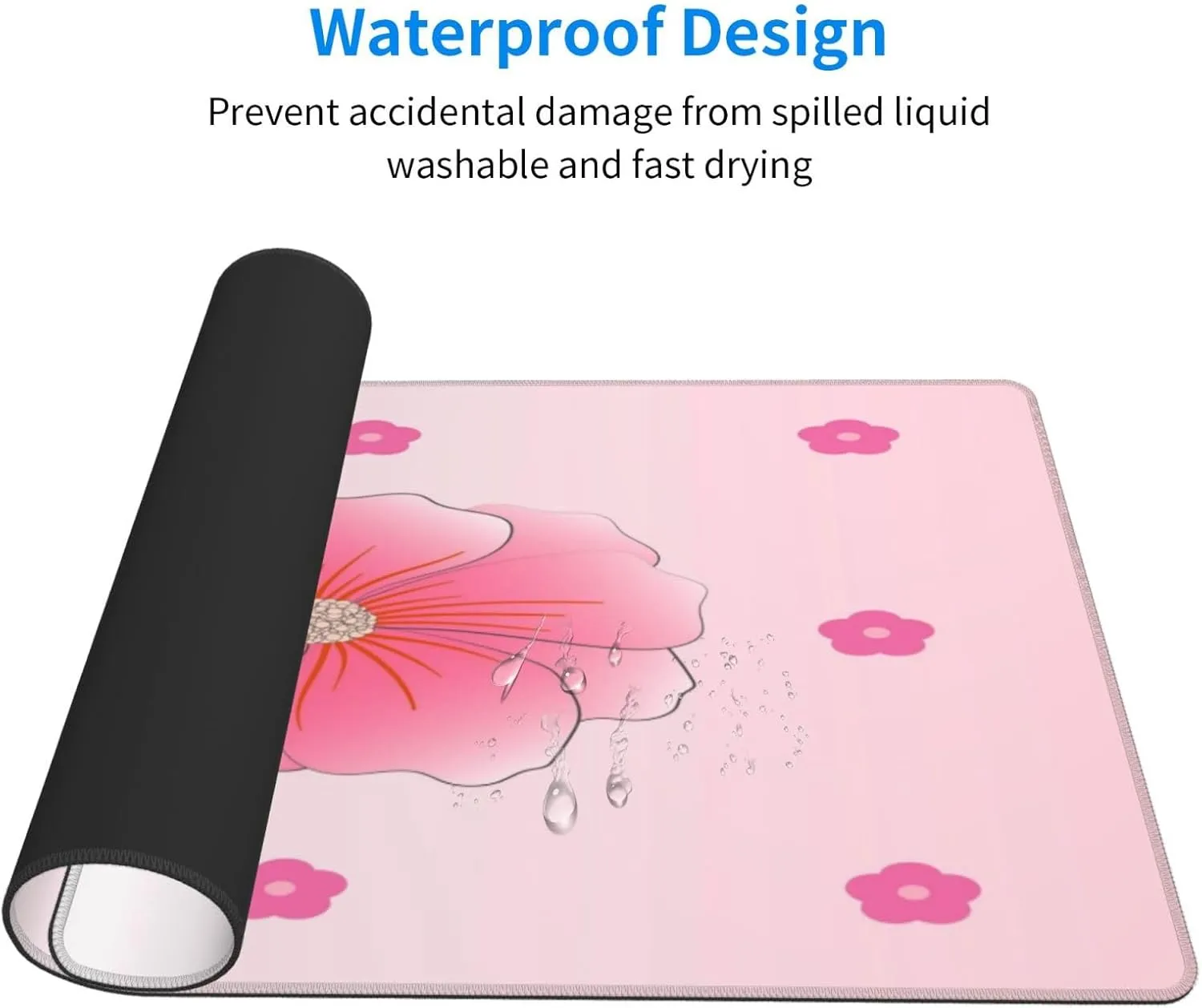 Blooming Carnations Non-Slip Desk Pad,Mouse Pad,Waterproof PVC Desk Table Protector, Easy Clean Laptop Desk Writing Mat for Office Work/Home/Decor