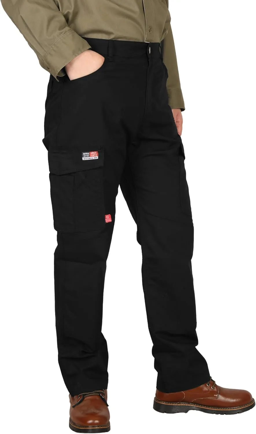 BOCOMAL FR Pants Cargo Pockets Lightweight 100% C Rip Stop Water Repellent Finish Flame Resistant Jeans Regular Fit