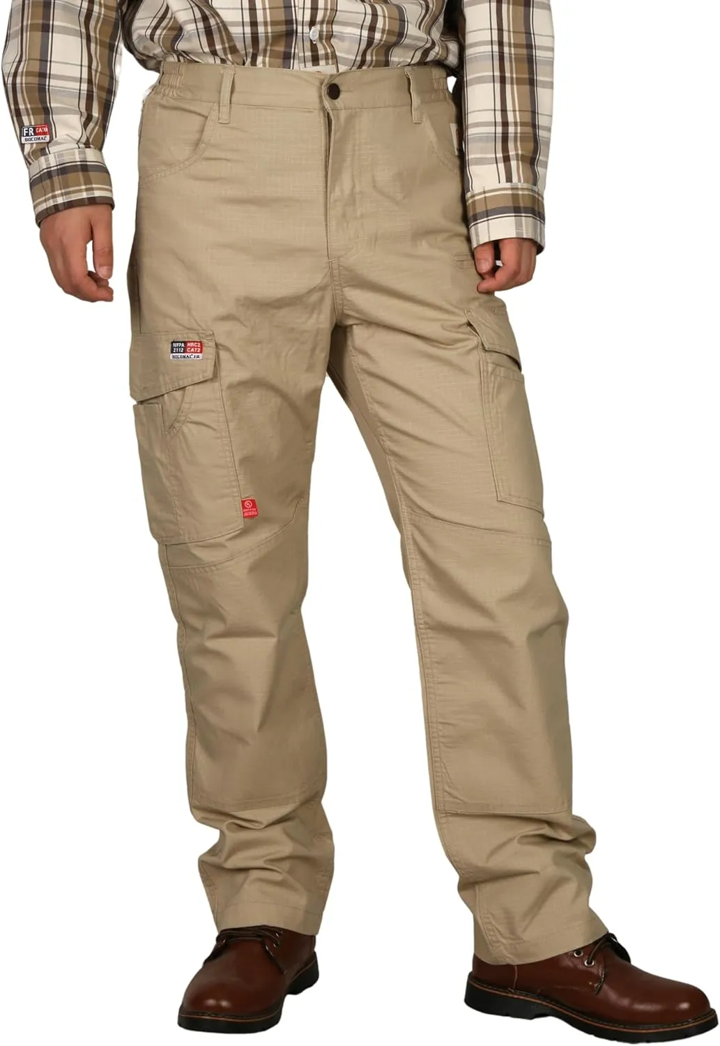 BOCOMAL FR Pants Cargo Pockets Lightweight 100% C Rip Stop Water Repellent Finish Flame Resistant Jeans Regular Fit