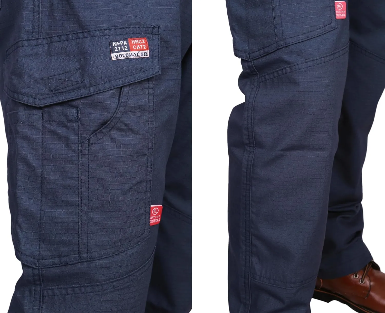 BOCOMAL FR Pants Cargo Pockets Lightweight 100% C Rip Stop Water Repellent Finish Flame Resistant Jeans Regular Fit