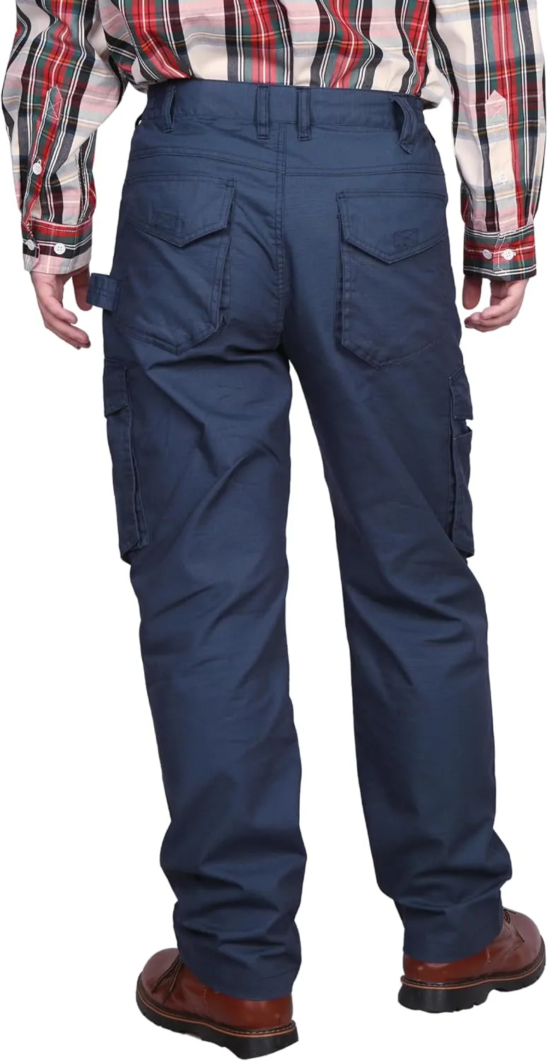 BOCOMAL FR Pants Cargo Pockets Lightweight 100% C Rip Stop Water Repellent Finish Flame Resistant Jeans Regular Fit
