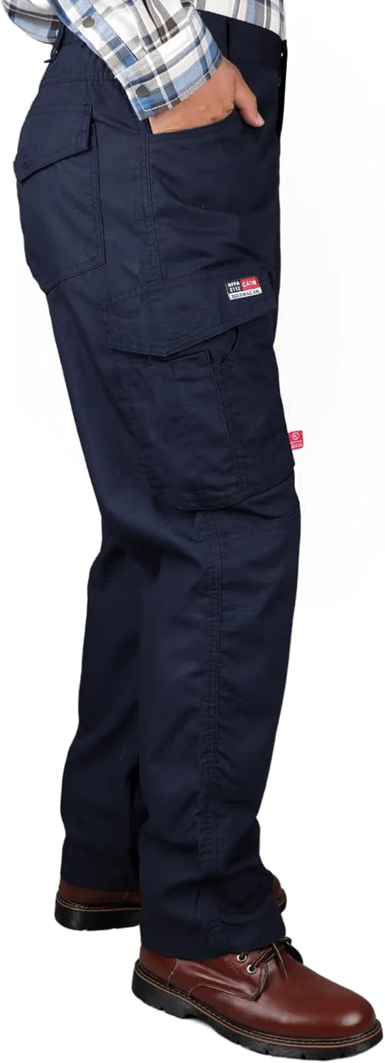 BOCOMAL FR Pants Cargo Pockets Lightweight 100% C Rip Stop Water Repellent Finish Flame Resistant Jeans Regular Fit
