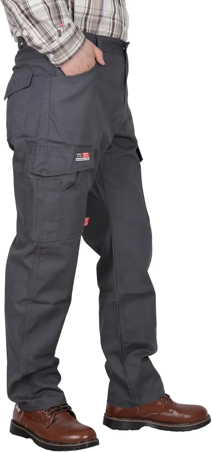 BOCOMAL FR Pants Cargo Pockets Lightweight 100% C Rip Stop Water Repellent Finish Flame Resistant Jeans Regular Fit