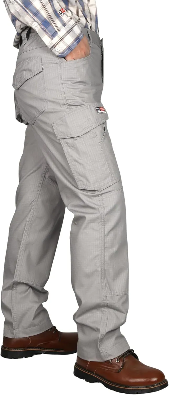 BOCOMAL FR Pants Cargo Pockets Lightweight 100% C Rip Stop Water Repellent Finish Flame Resistant Jeans Regular Fit