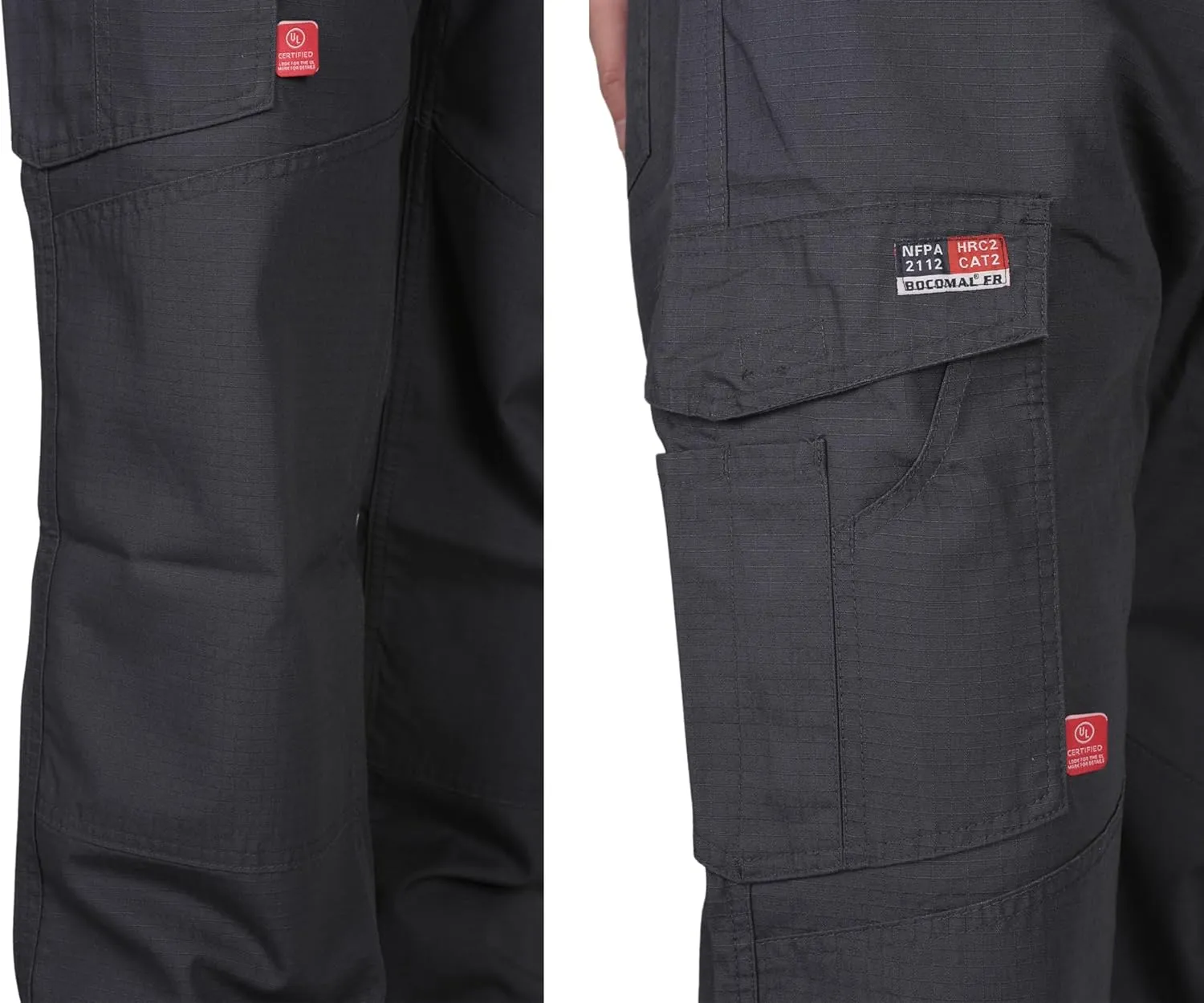 BOCOMAL FR Pants Cargo Pockets Lightweight 100% C Rip Stop Water Repellent Finish Flame Resistant Jeans Regular Fit