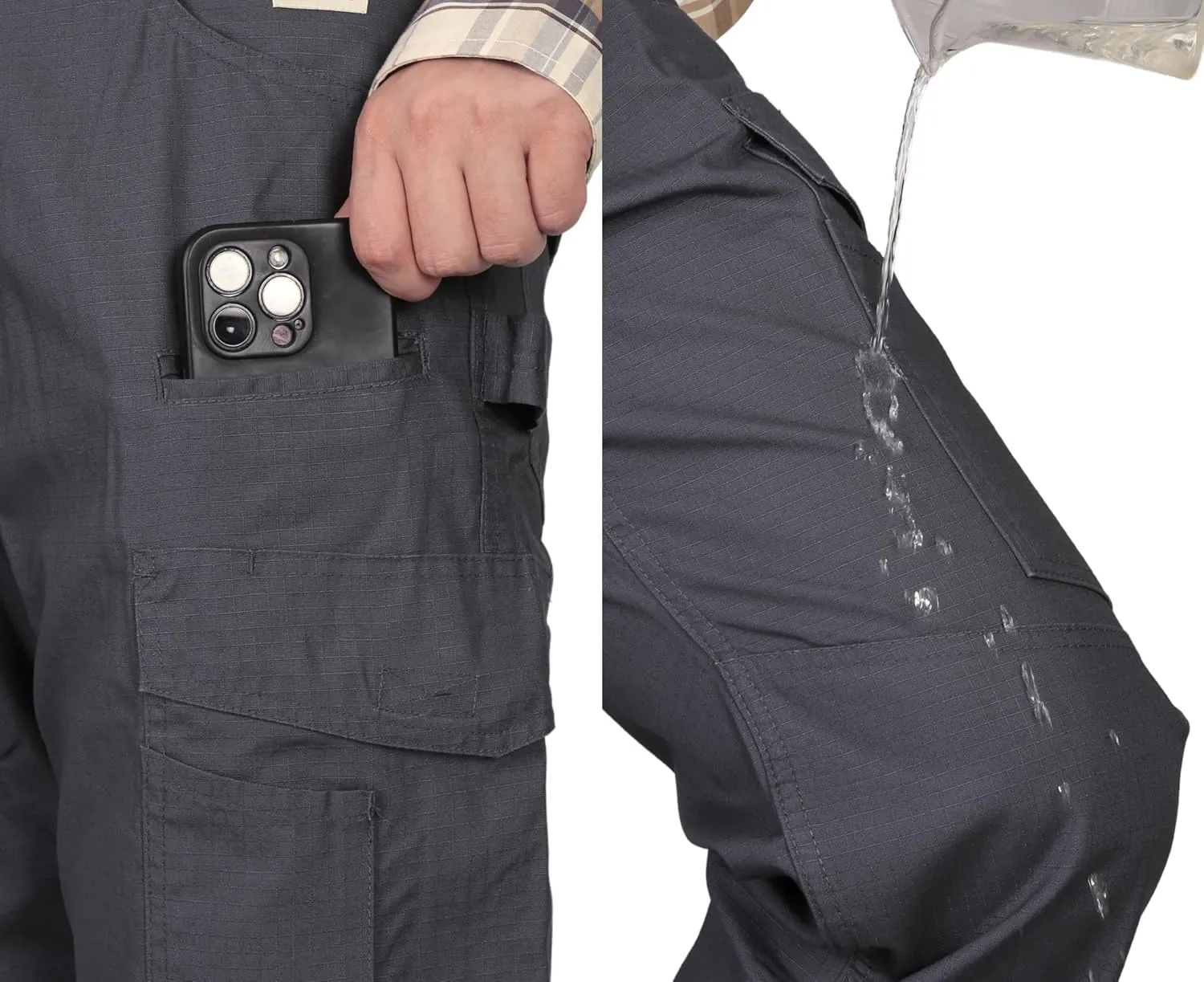 BOCOMAL FR Pants Cargo Pockets Lightweight 100% C Rip Stop Water Repellent Finish Flame Resistant Jeans Regular Fit