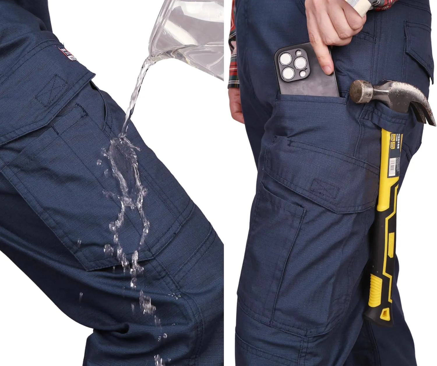 BOCOMAL FR Pants Cargo Pockets Lightweight 100% C Rip Stop Water Repellent Finish Flame Resistant Jeans Regular Fit