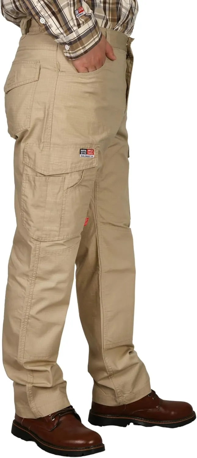 BOCOMAL FR Pants Cargo Pockets Lightweight 100% C Rip Stop Water Repellent Finish Flame Resistant Jeans Regular Fit