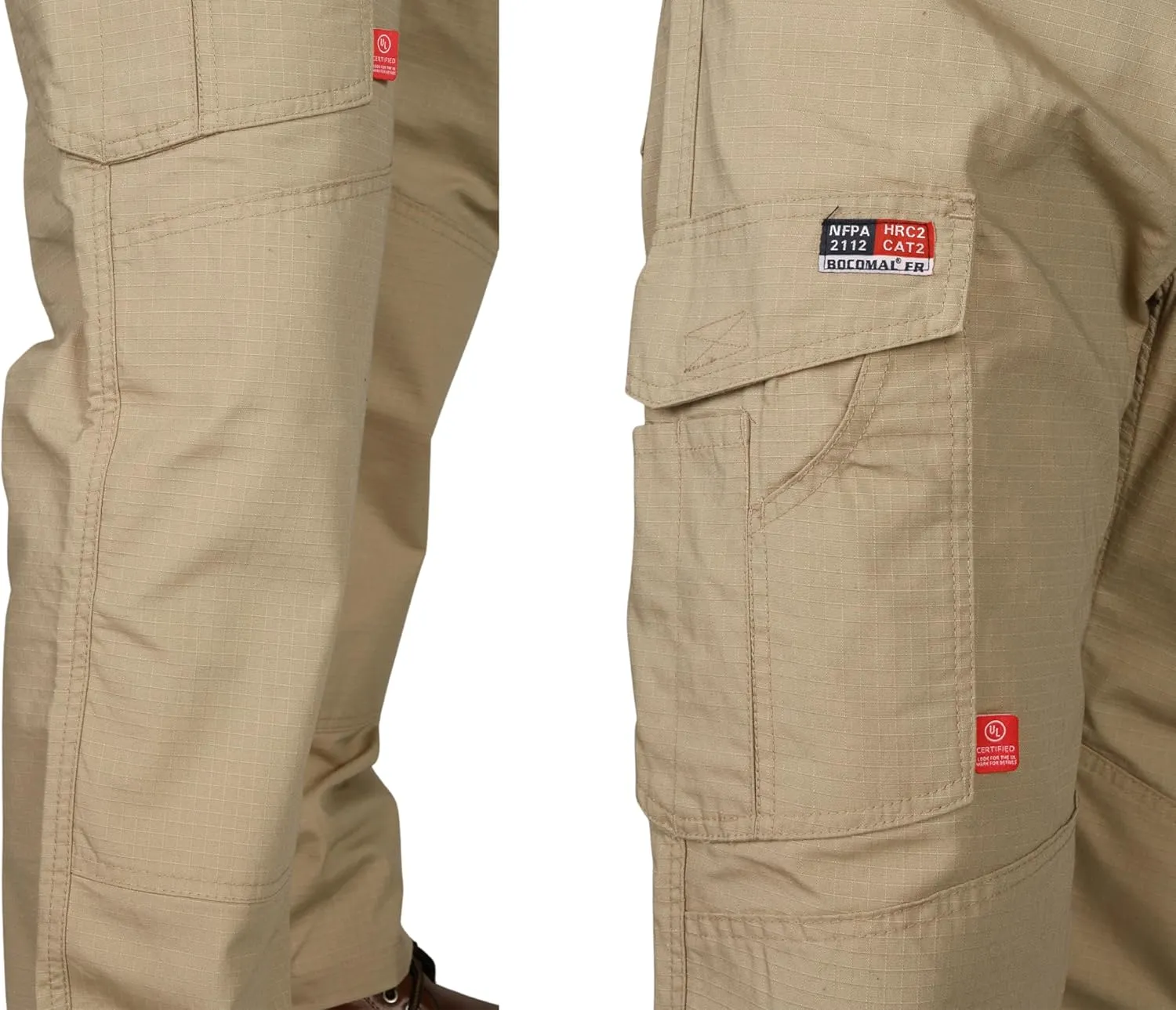 BOCOMAL FR Pants Cargo Pockets Lightweight 100% C Rip Stop Water Repellent Finish Flame Resistant Jeans Regular Fit