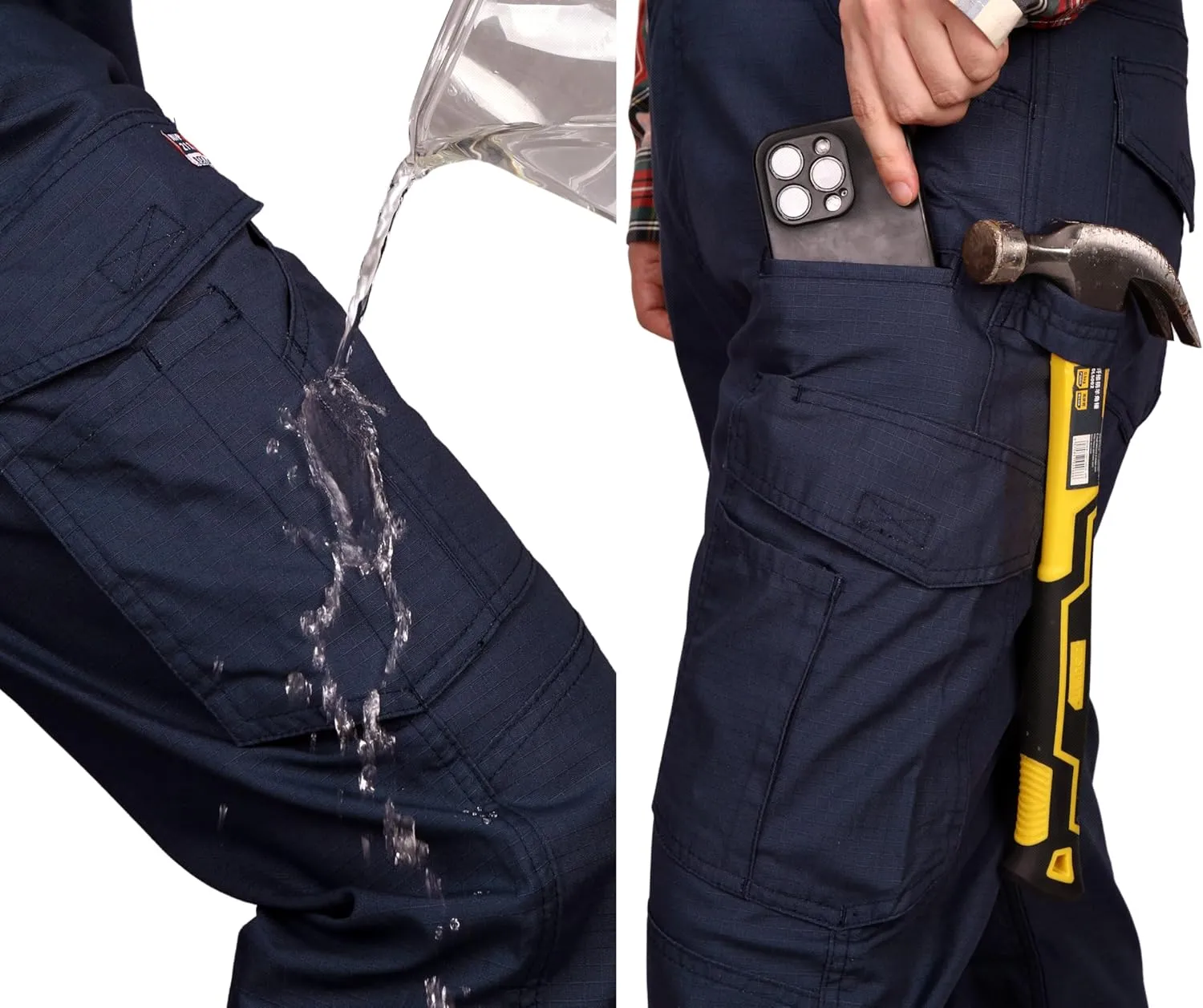 BOCOMAL FR Pants Cargo Pockets Lightweight 100% C Rip Stop Water Repellent Finish Flame Resistant Jeans Regular Fit