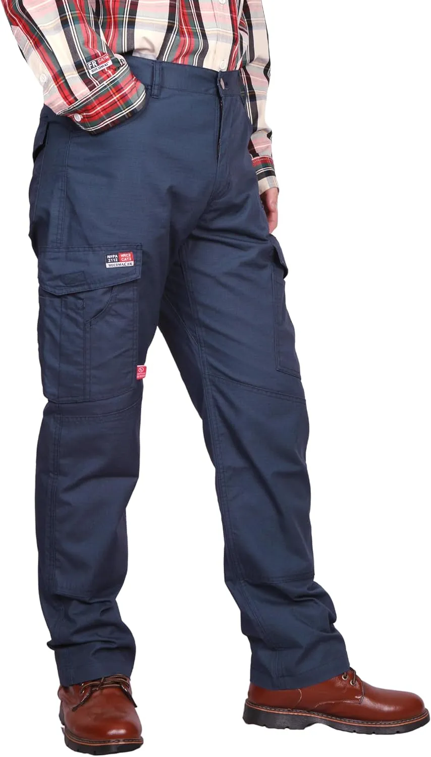 BOCOMAL FR Pants Cargo Pockets Lightweight 100% C Rip Stop Water Repellent Finish Flame Resistant Jeans Regular Fit
