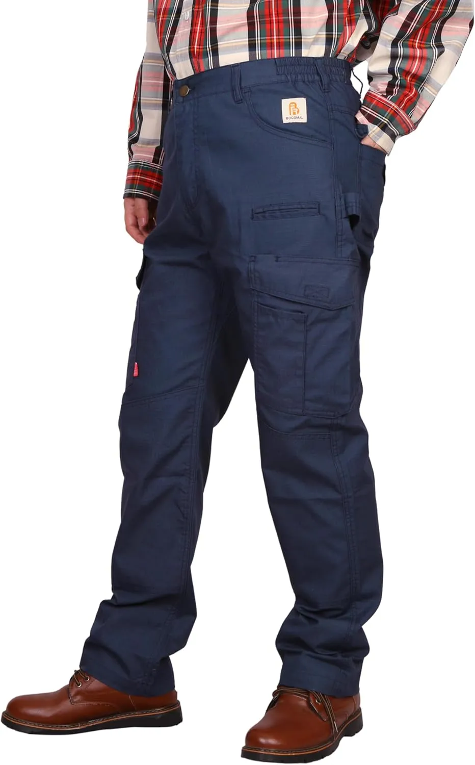 BOCOMAL FR Pants Cargo Pockets Lightweight 100% C Rip Stop Water Repellent Finish Flame Resistant Jeans Regular Fit