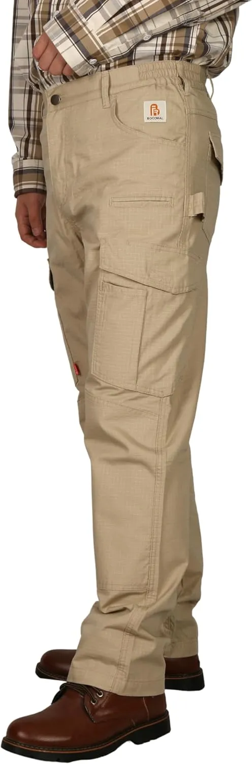 BOCOMAL FR Pants Cargo Pockets Lightweight 100% C Rip Stop Water Repellent Finish Flame Resistant Jeans Regular Fit