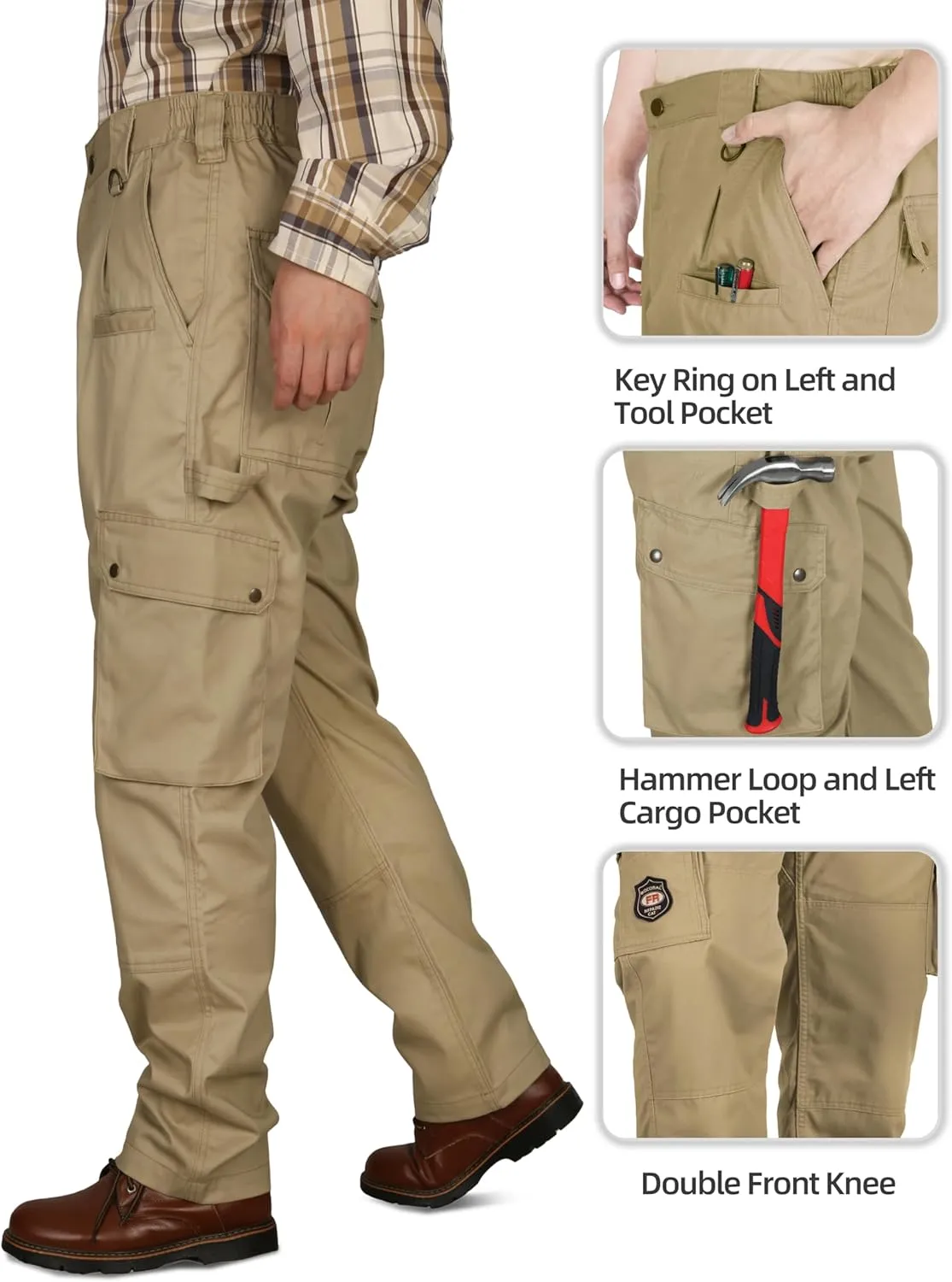 BOCOMAL FR Pants for Men Cargo Flame Resistant Pants(2112&CAT2) 100% C 7.5oz Utility Fire Resistant Pants