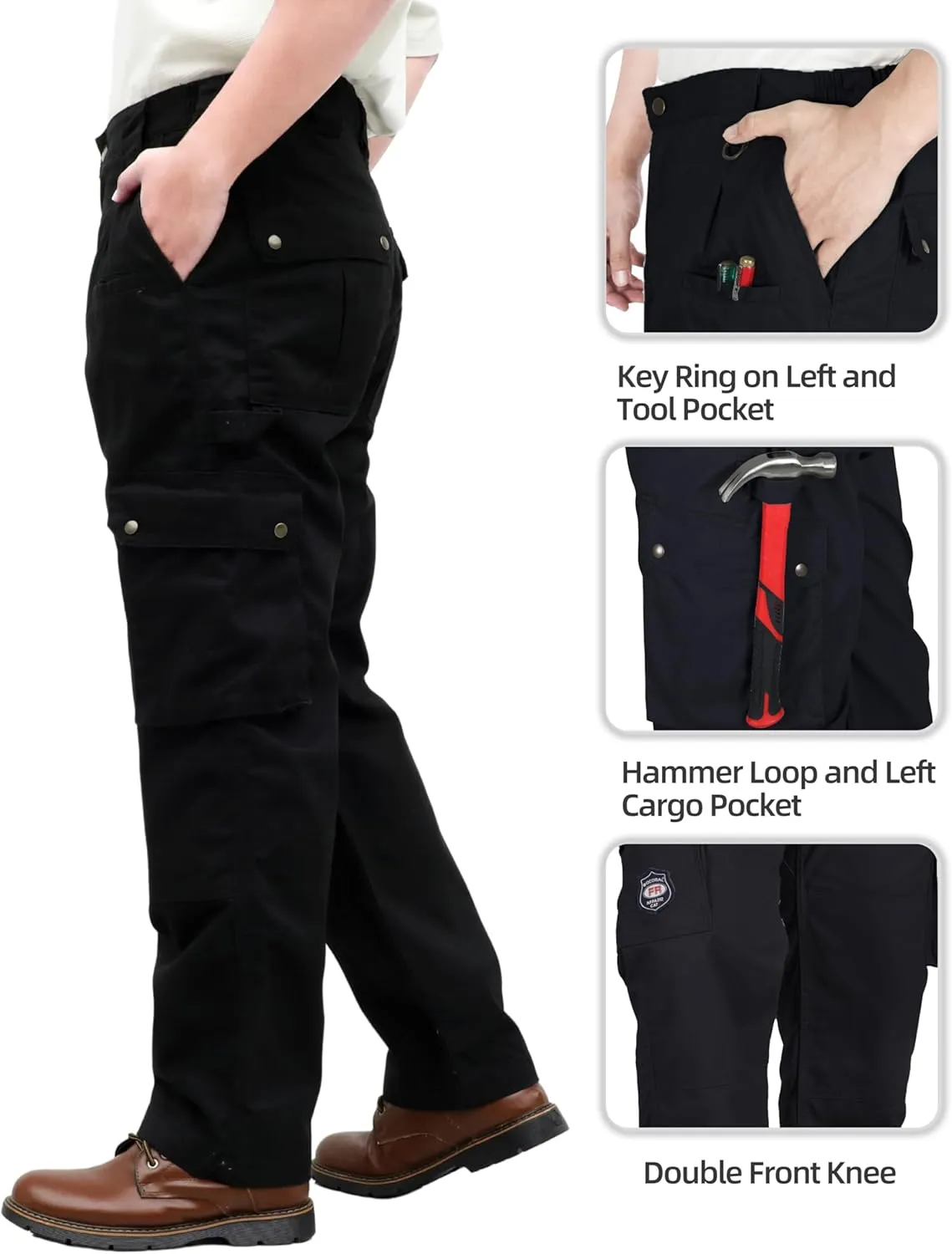 BOCOMAL FR Pants for Men Cargo Flame Resistant Pants(2112&CAT2) 100% C 7.5oz Utility Fire Resistant Pants