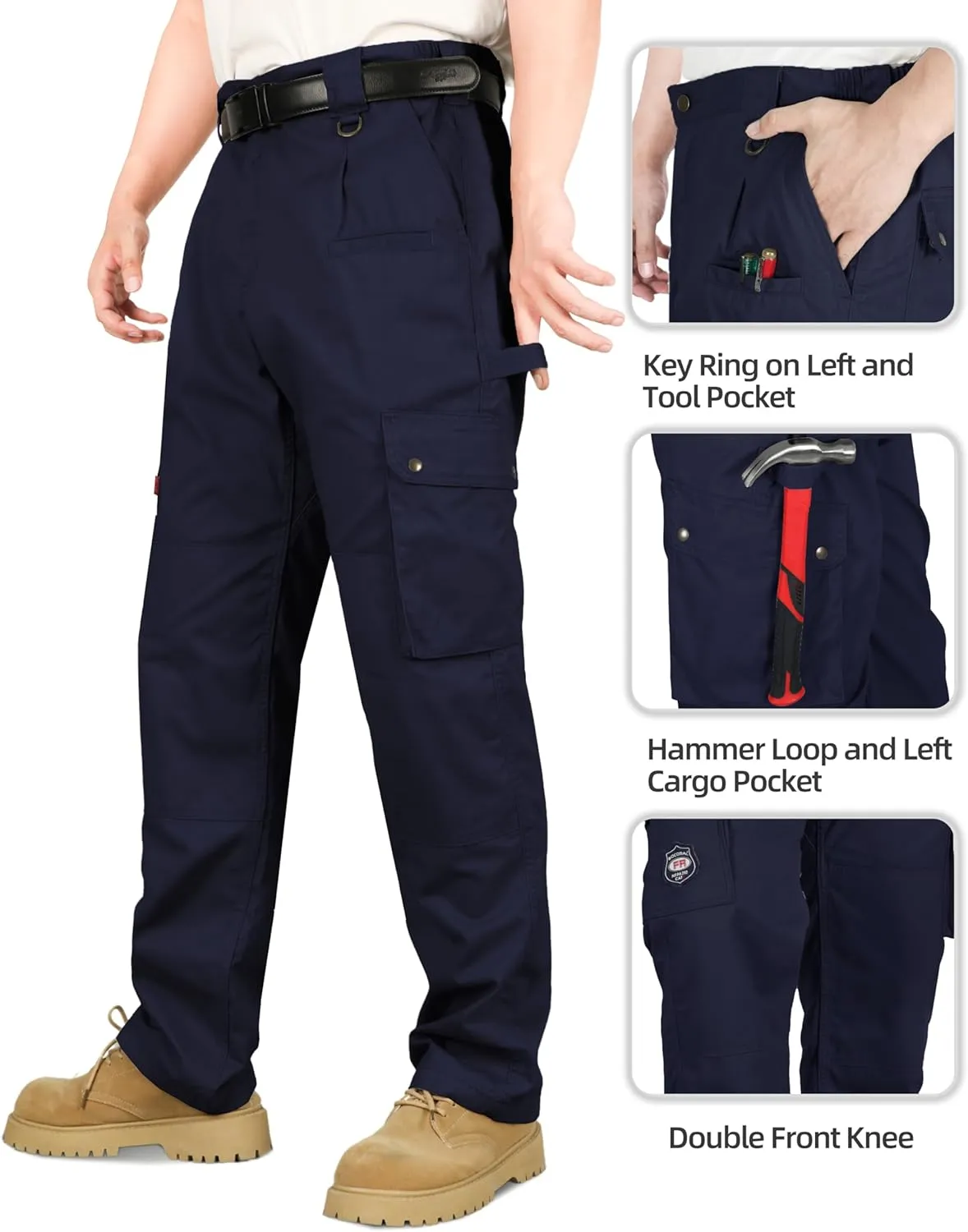 BOCOMAL FR Pants for Men Cargo Flame Resistant Pants(2112&CAT2) 100% C 7.5oz Utility Fire Resistant Pants
