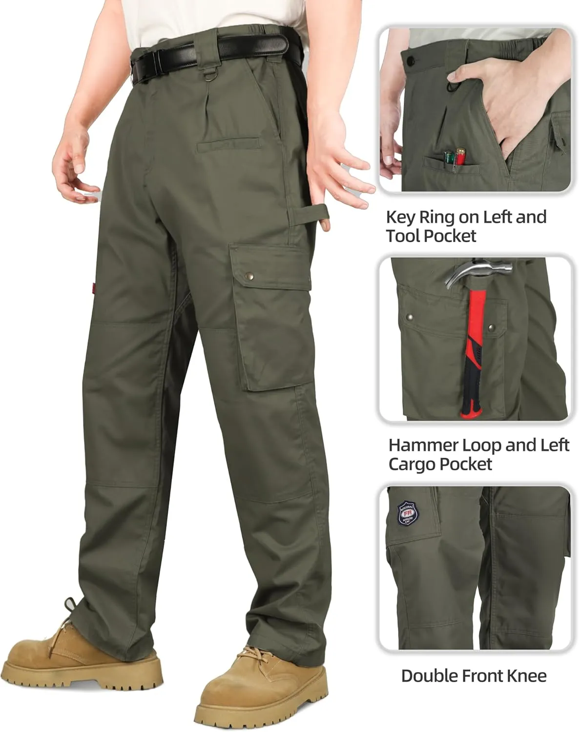 BOCOMAL FR Pants for Men Cargo Flame Resistant Pants(2112&CAT2) 100% C 7.5oz Utility Fire Resistant Pants