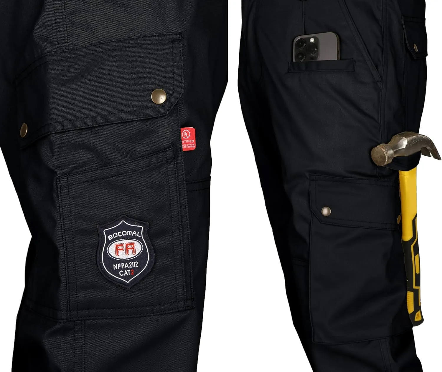 BOCOMAL FR Pants for Men Cargo Flame Resistant Pants(2112&CAT2) 100% C 7.5oz Utility Fire Resistant Pants