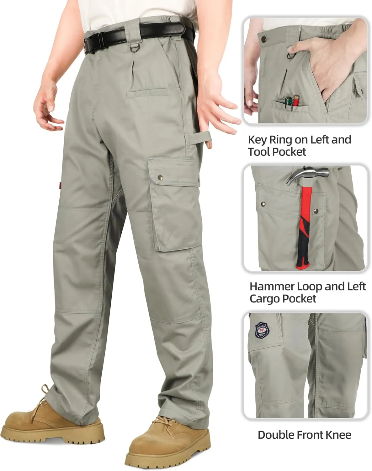 BOCOMAL FR Pants for Men Cargo Flame Resistant Pants(2112&CAT2) 100% C 7.5oz Utility Fire Resistant Pants