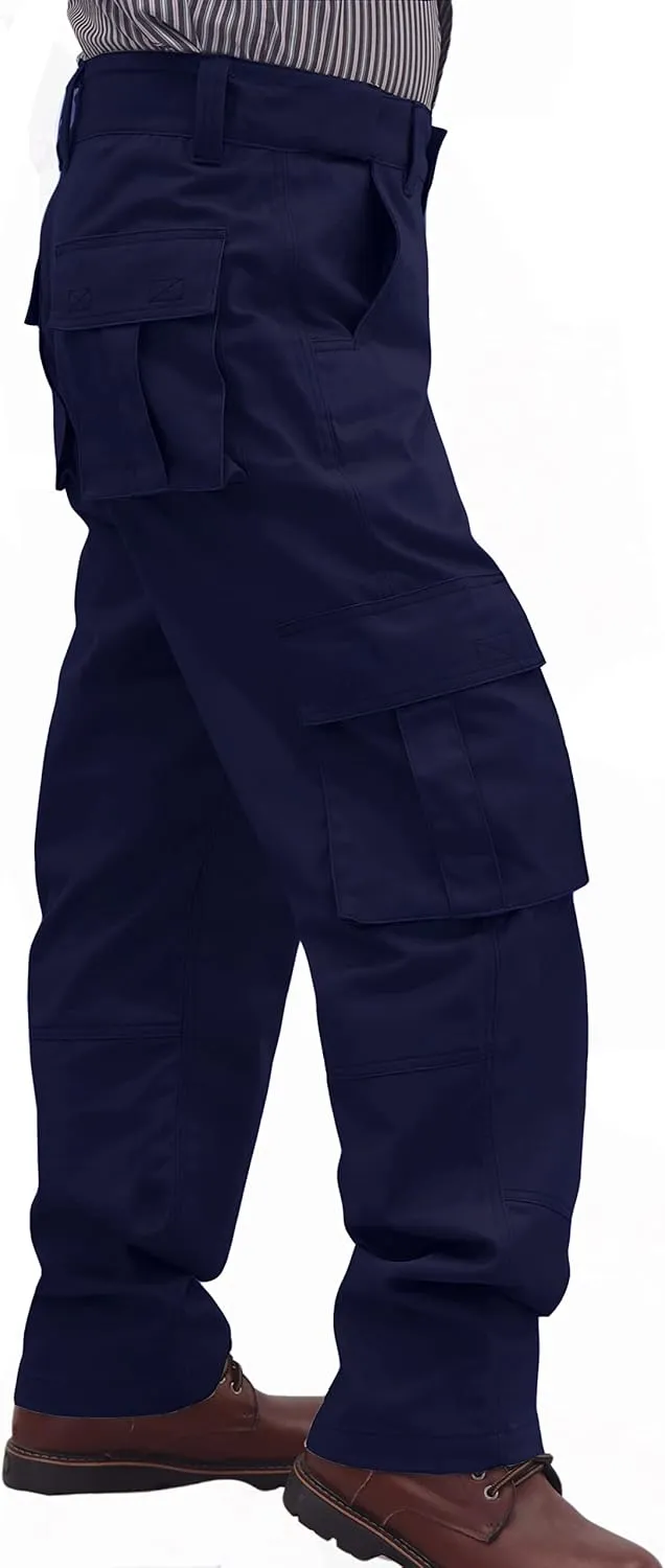 BOCOMAL FR Pants for Men Cargo Pockets Flame Resistant/Fire Retardant Elastic Waist Water & Oil Repellent Finish