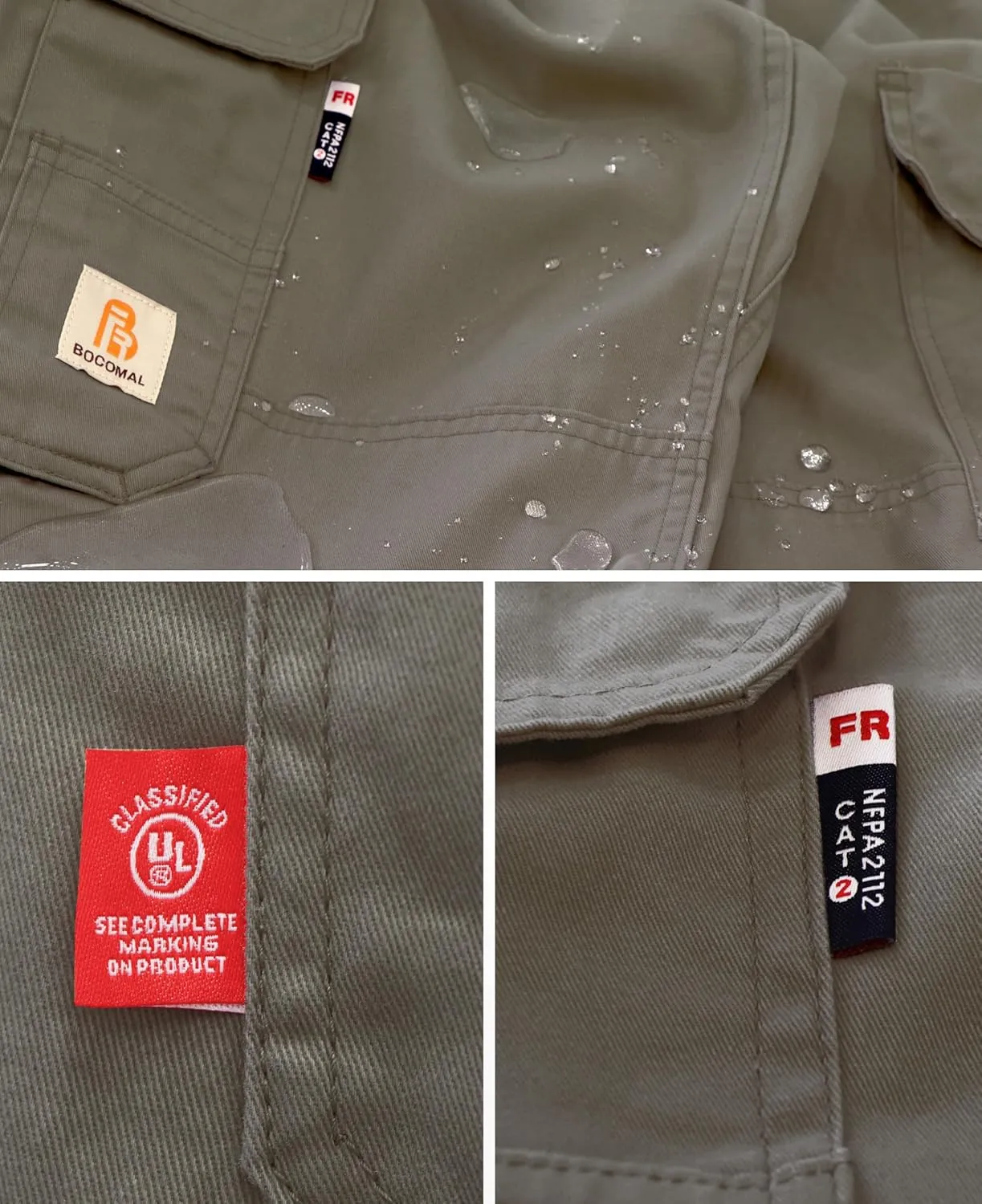 BOCOMAL FR Pants for Men Utility Cargo Pockets Flame Resistant/Fire Retardant Carpenter Water Oil Repellent Finish